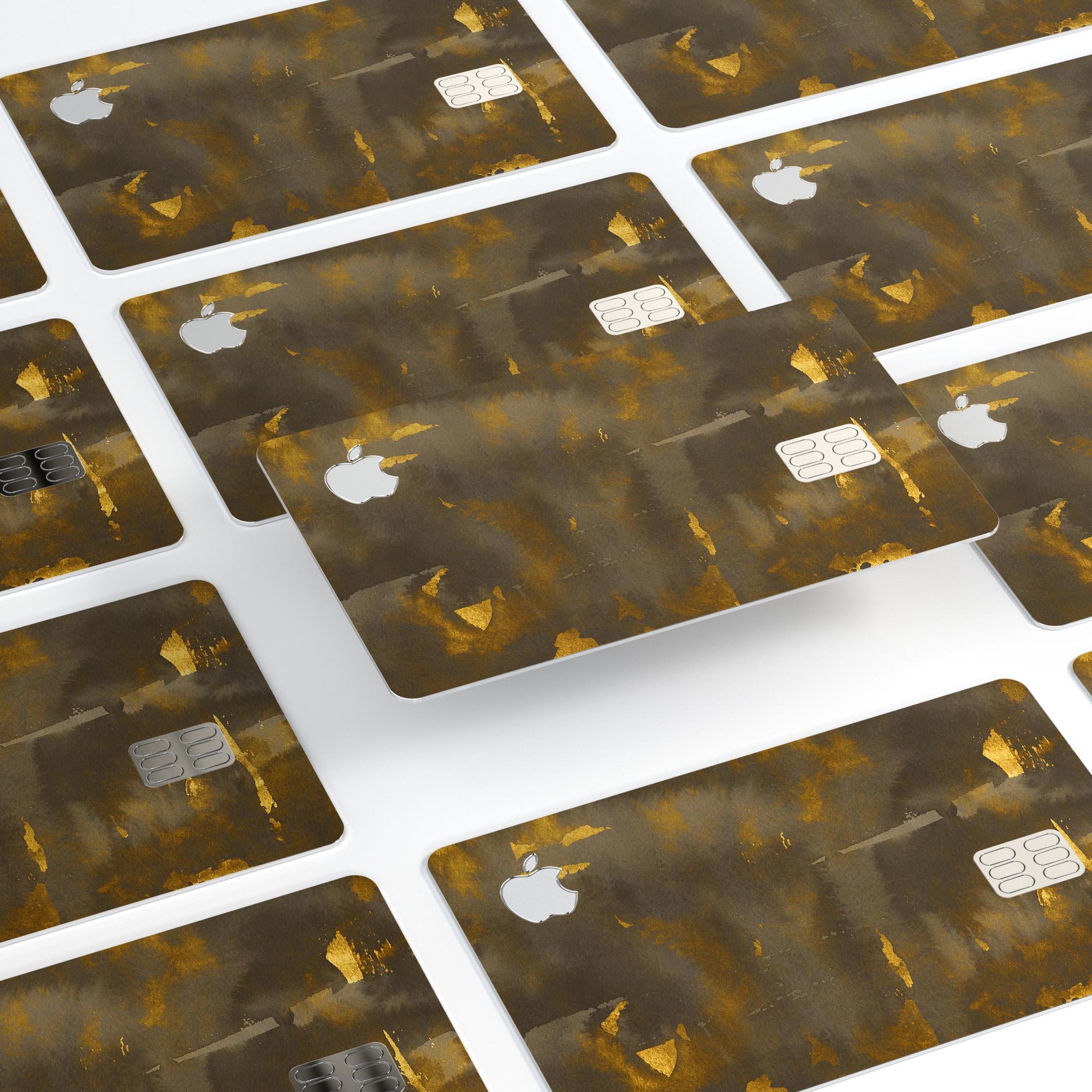 Gold Standard WaterColor Flake V1 skin kit for Apple Card, showcasing premium vinyl design and bubble-free installation features.
