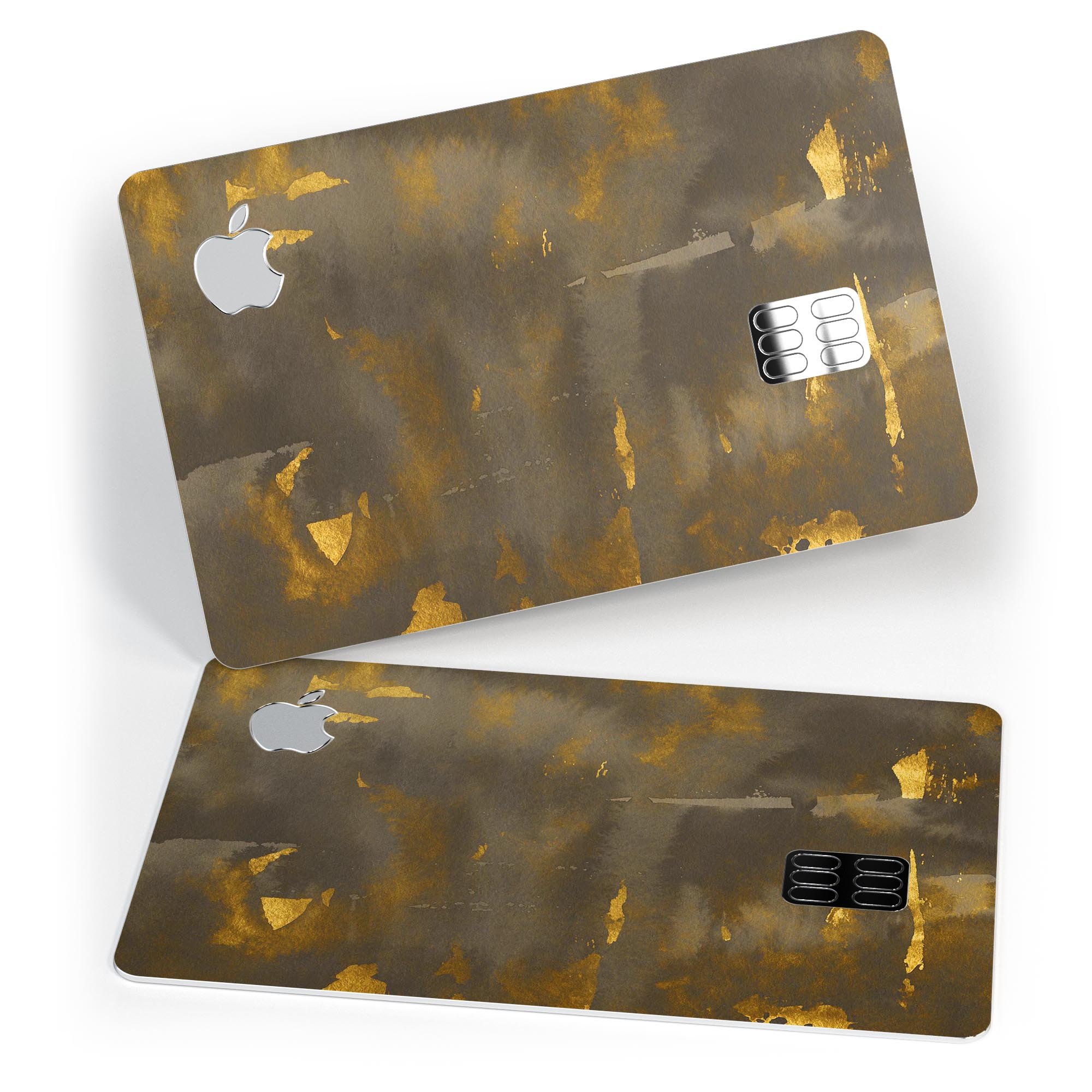 Gold Standard WaterColor Flake V1 skin kit for Apple Card, showcasing premium vinyl design and bubble-free installation features.