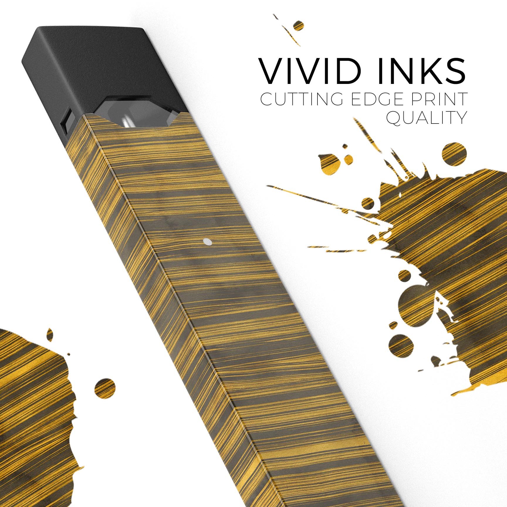 Gold Standard ZebraWood skin-wrap sticker designed for JUUL vaping device, showcasing a unique wood grain pattern.