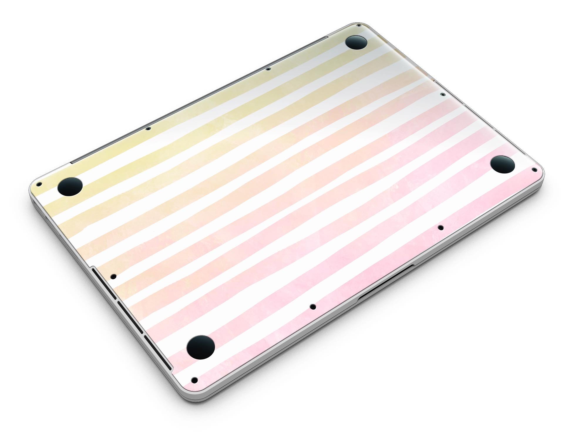 Gold to Pink WaterColor Ombre Stripes skin for MacBook Pro with Retina Display, showcasing vibrant colors and a stylish design.