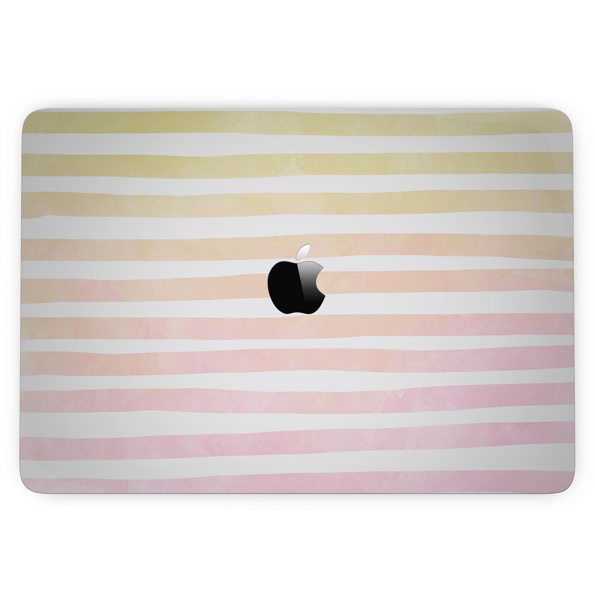 Gold to Pink WaterColor Ombre Stripes skin for MacBook Pro with Touch Bar, showcasing vibrant colors and sleek design.