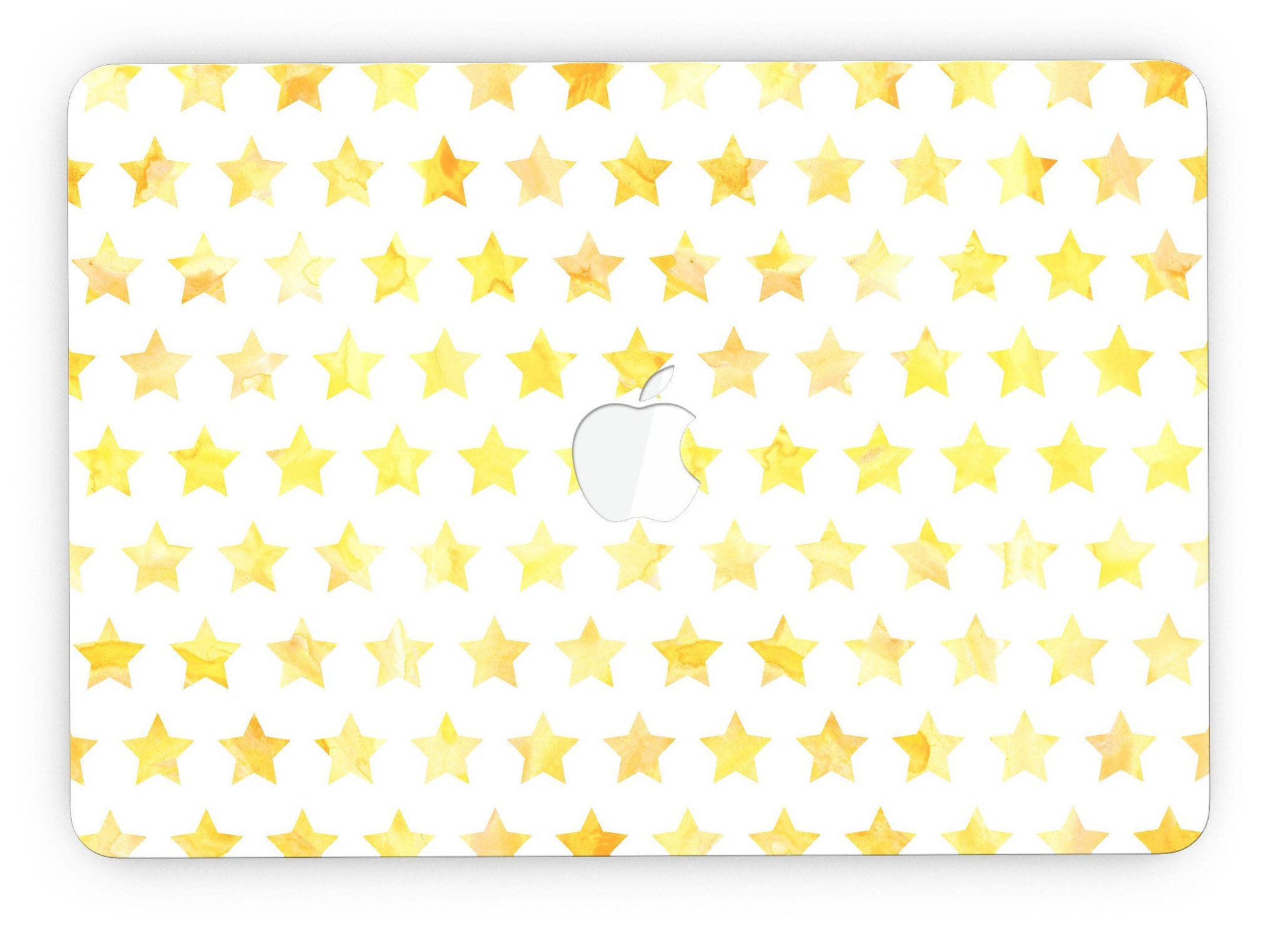 Gold Watercolor Stars skin for MacBook Pro with Retina Display, showcasing a vibrant and artistic design.