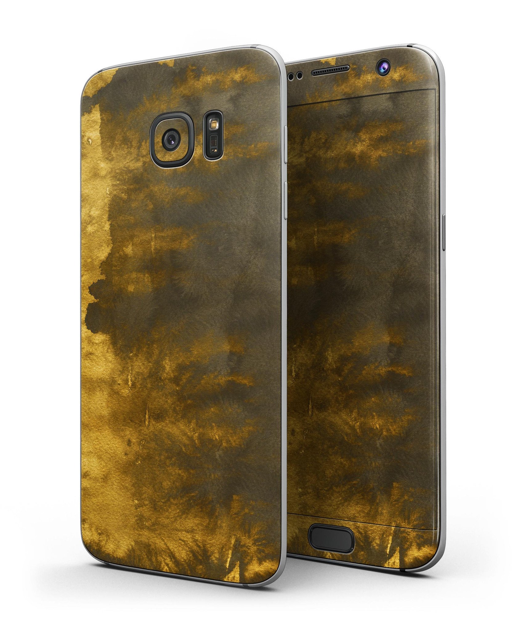 Golden Avalanche Full Body Skin-Kit for Samsung Galaxy S7/S7 Edge, showcasing vibrant design and premium vinyl material.