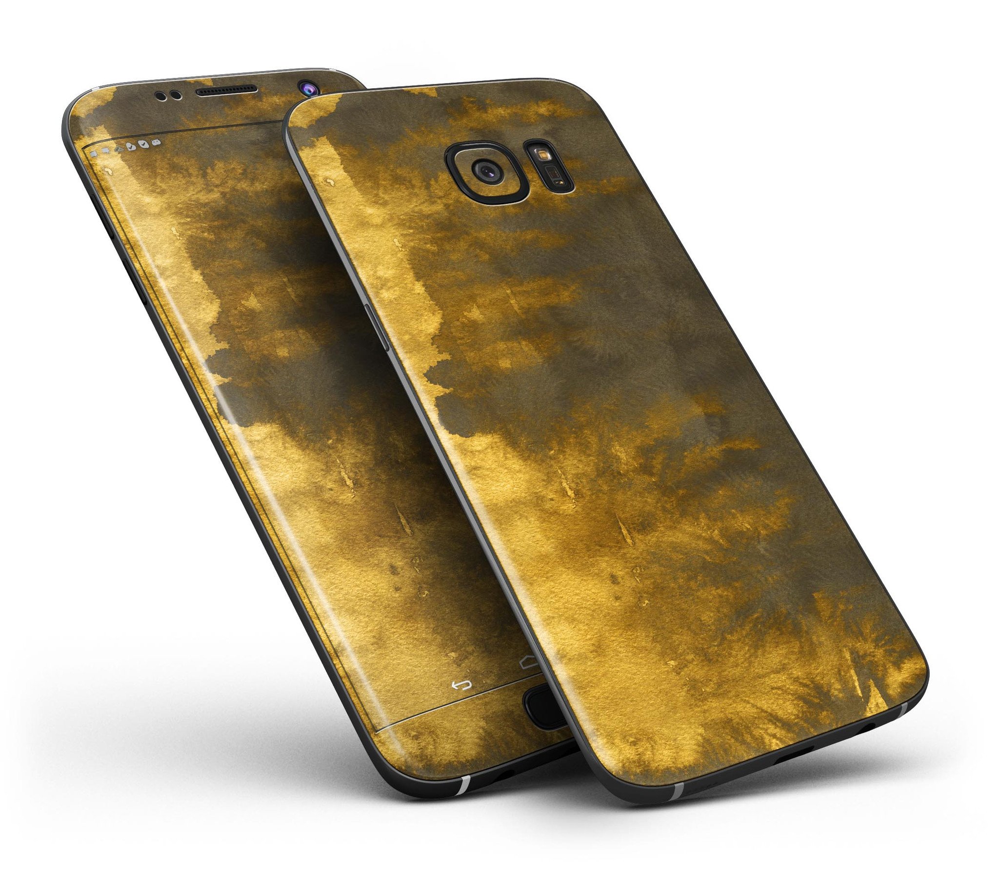 Golden Avalanche Full Body Skin-Kit for Samsung Galaxy S7/S7 Edge, showcasing vibrant design and premium vinyl material.
