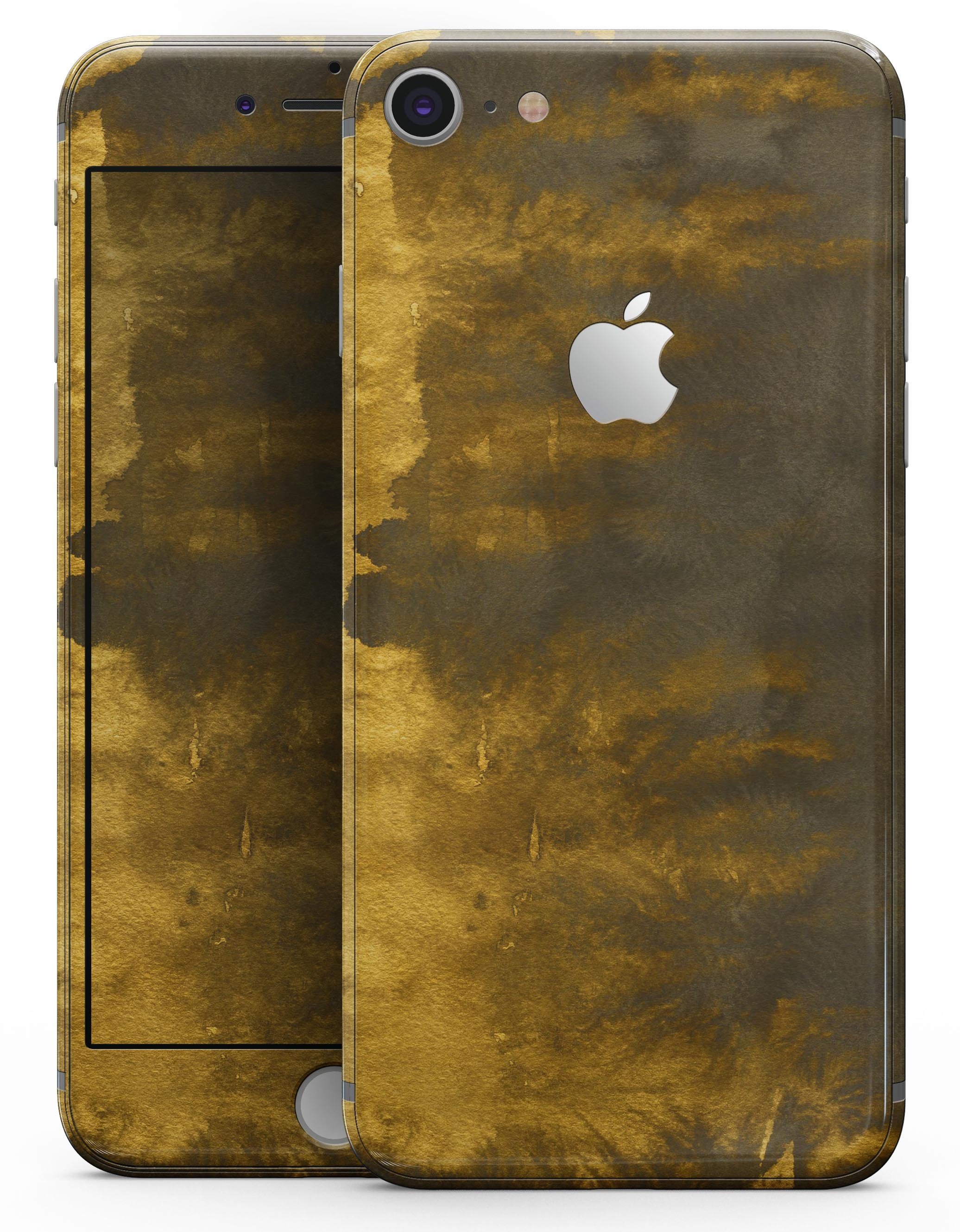 Golden Avalanche skin-kit for iPhone 8 and 8 Plus featuring a vibrant design over a cliff background.