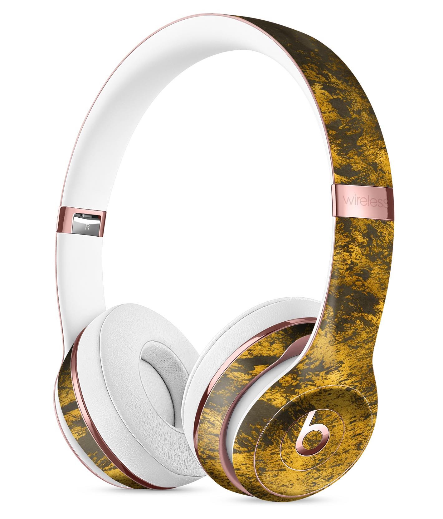 Golden Brush Fire V2 Full-Body Skin Kit for Beats by Dre Solo 3, showcasing vibrant design and premium vinyl material.