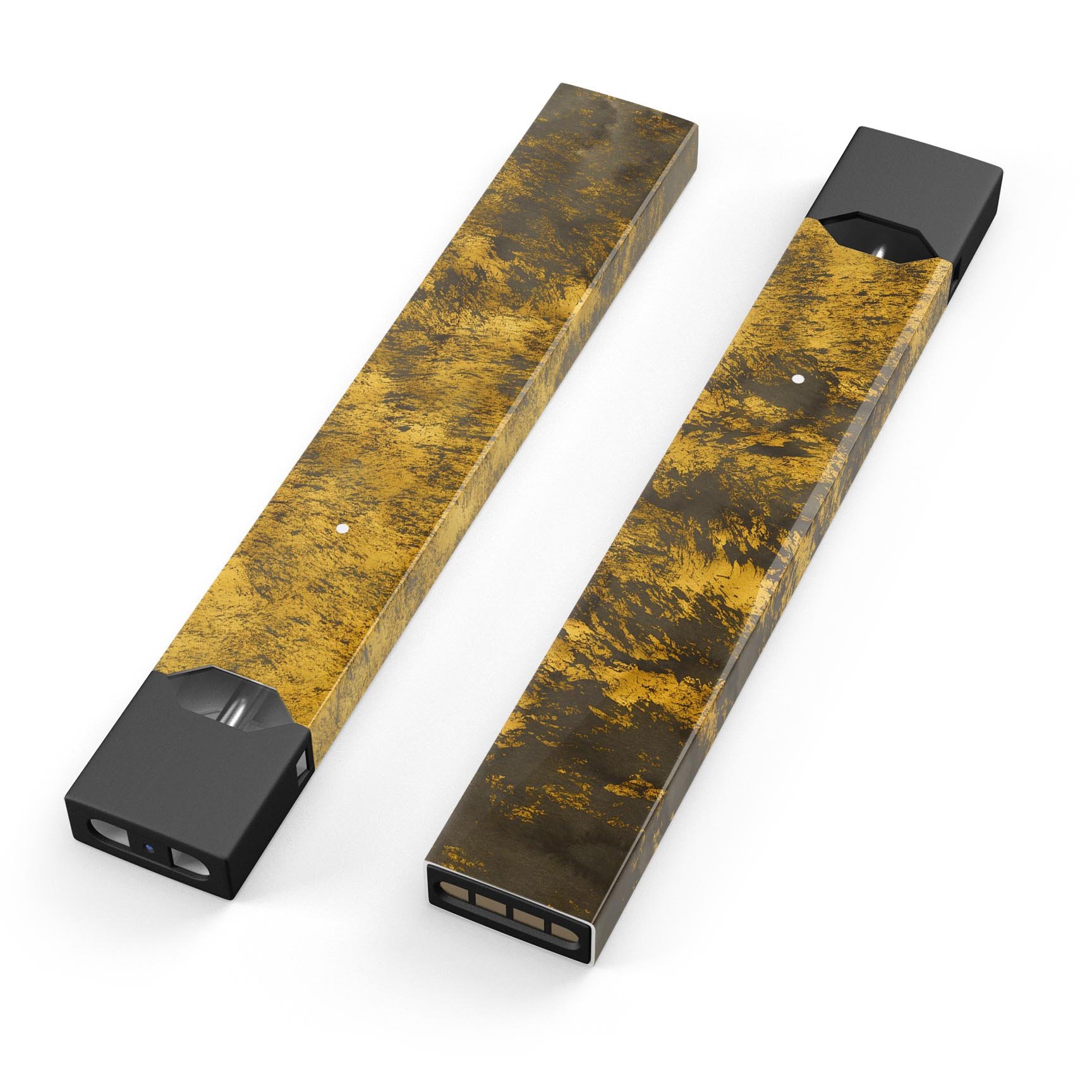 Golden Brush Fire V2 skin-wrap sticker designed for JUUL vaping device, featuring a vibrant golden brush design and protective lamination.