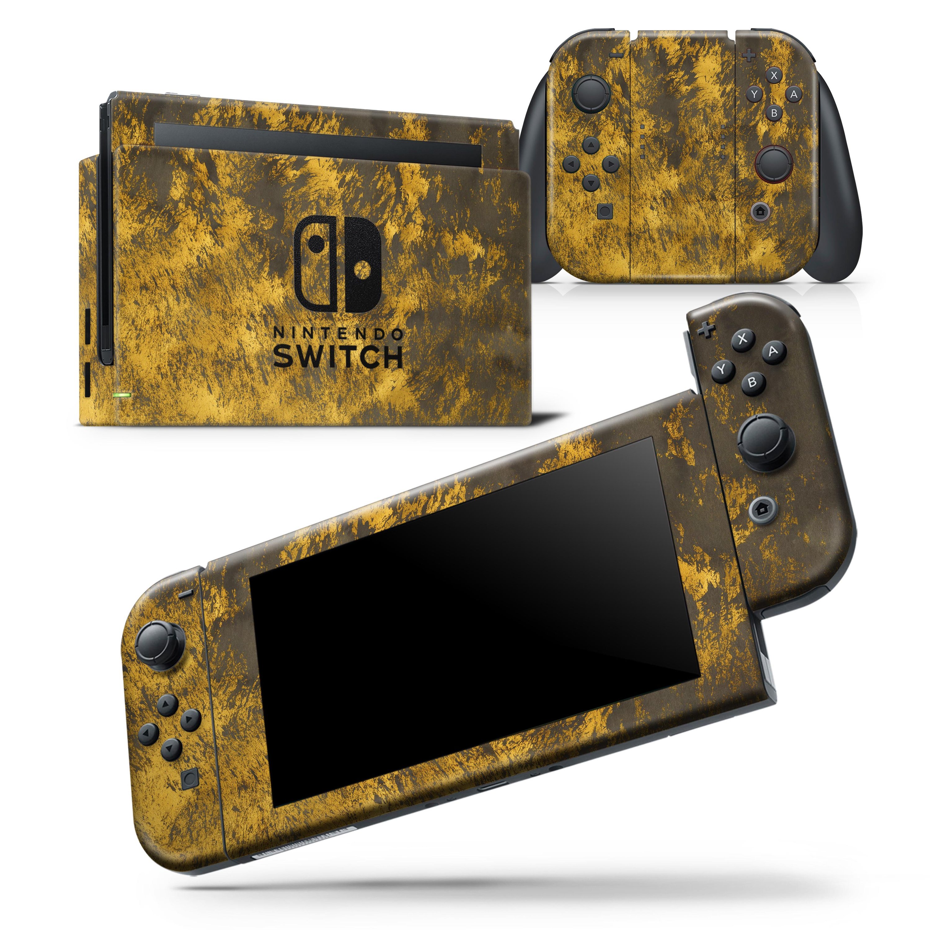 Golden Brush Fire V2 skin wrap decal for Nintendo Switch Lite, showcasing vibrant colors and a sleek design.