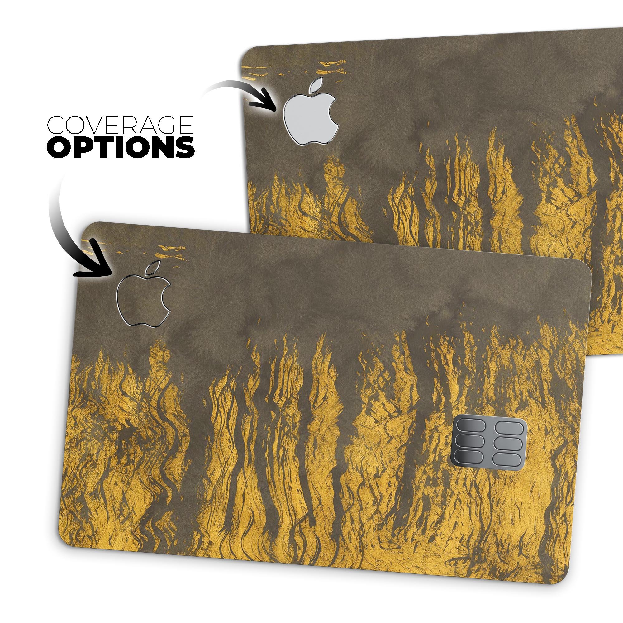 Golden Burnt Ramen V2 decal skin for Apple Card, showcasing premium vinyl design with a glossy finish.