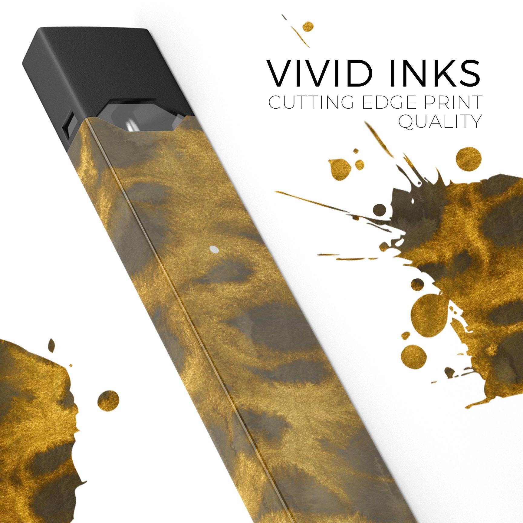 Golden Caterpillar Caverns premium decal skin-wrap for JUUL device, featuring vibrant design and protective layers.