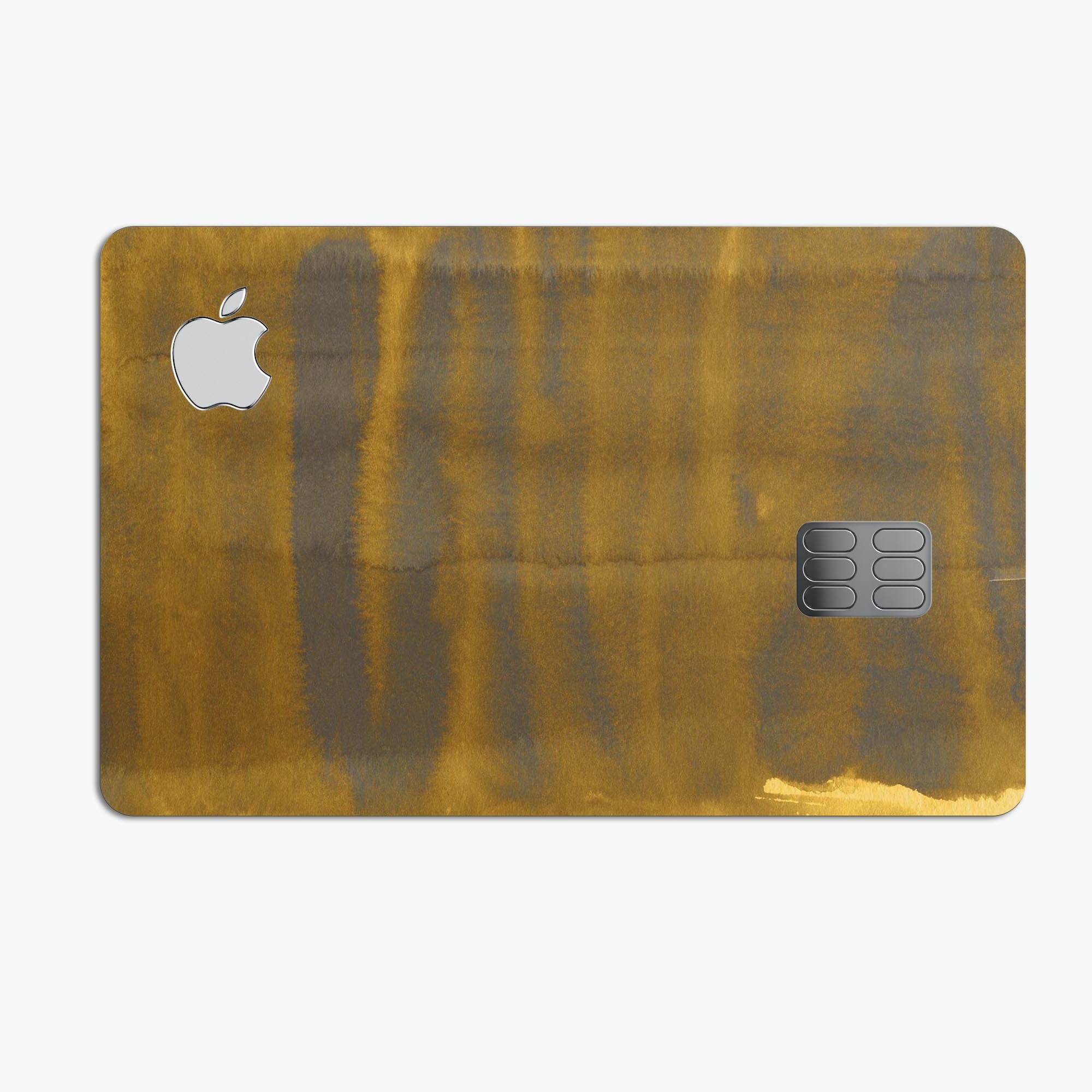 Golden Cliff Reflection skin kit for Apple Card, showcasing premium vinyl design and protective features.