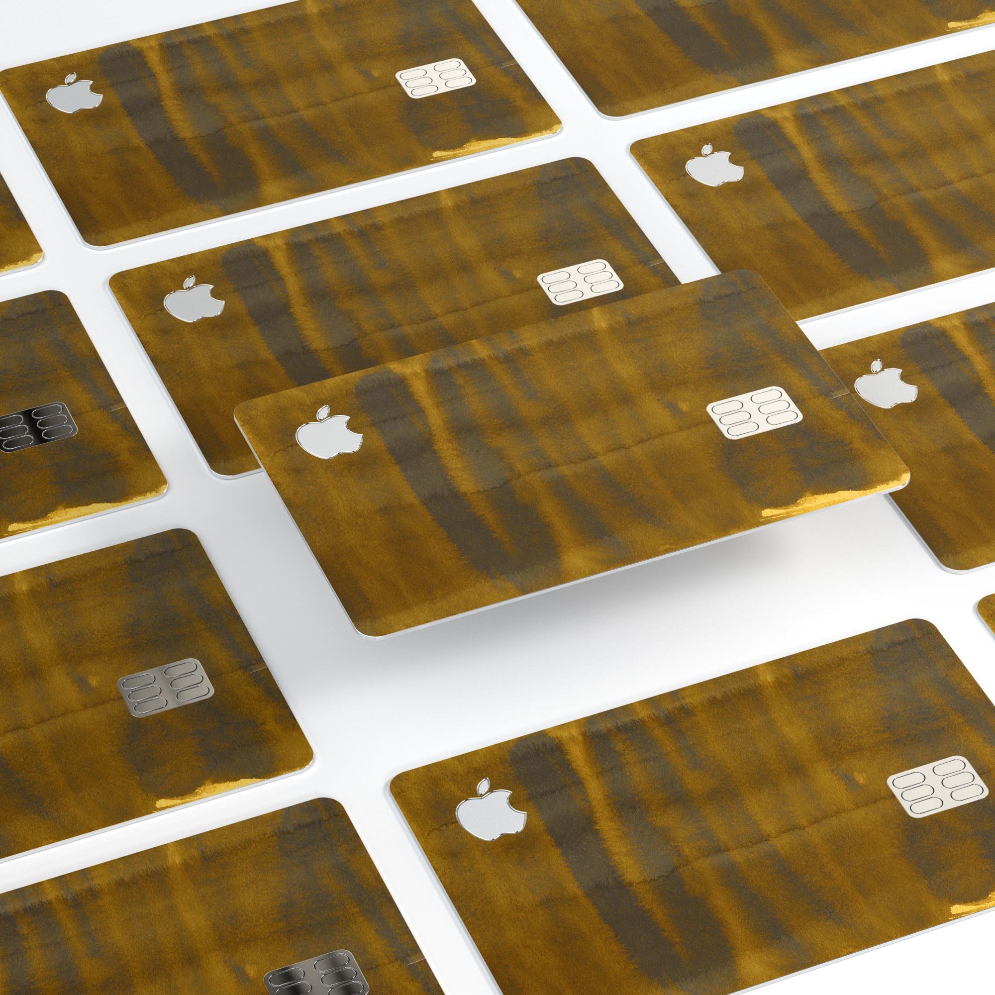 Golden Cliff Reflection skin kit for Apple Card, showcasing premium vinyl design and protective features.