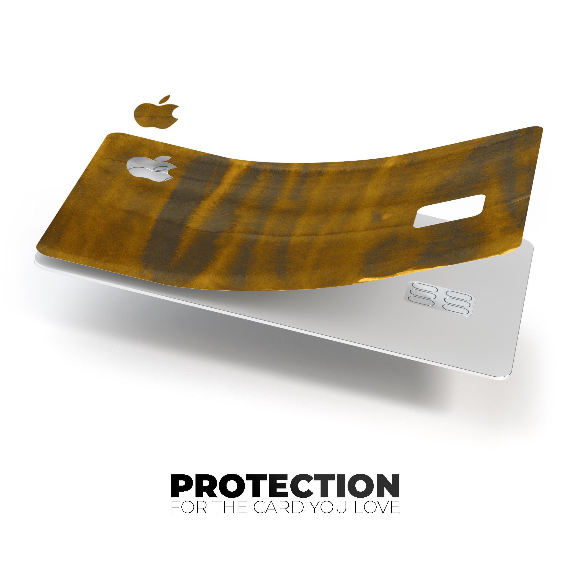 Golden Cliff Reflection skin kit for Apple Card, showcasing premium vinyl design and protective features.
