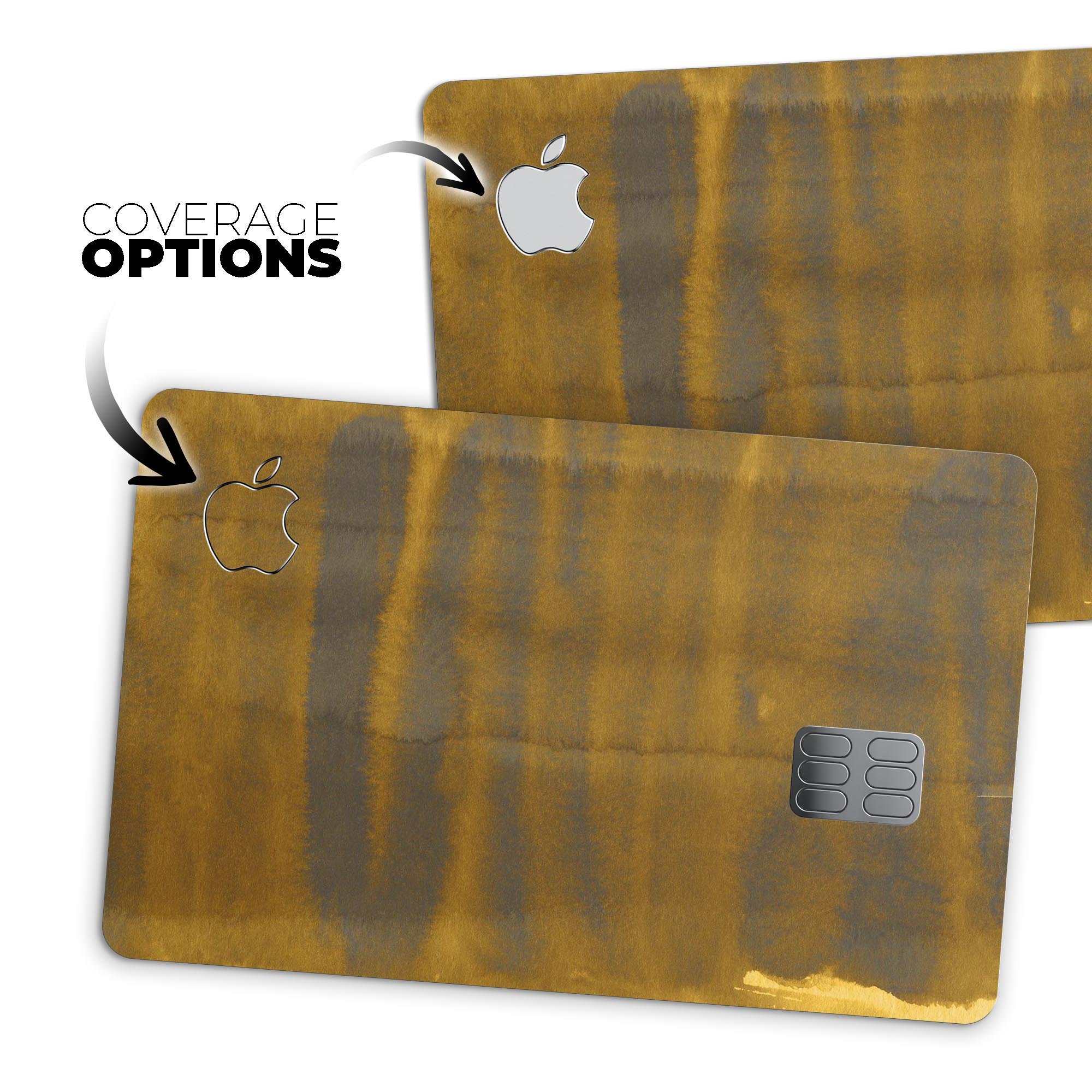 Golden Cliff Reflection skin kit for Apple Card, showcasing premium vinyl design and protective features.