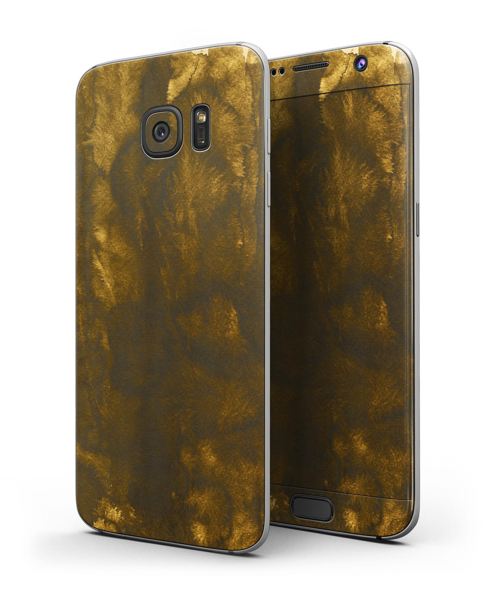 Golden Fiber Explosion skin kit for Samsung Galaxy S7, showcasing premium vinyl material and stylish design.