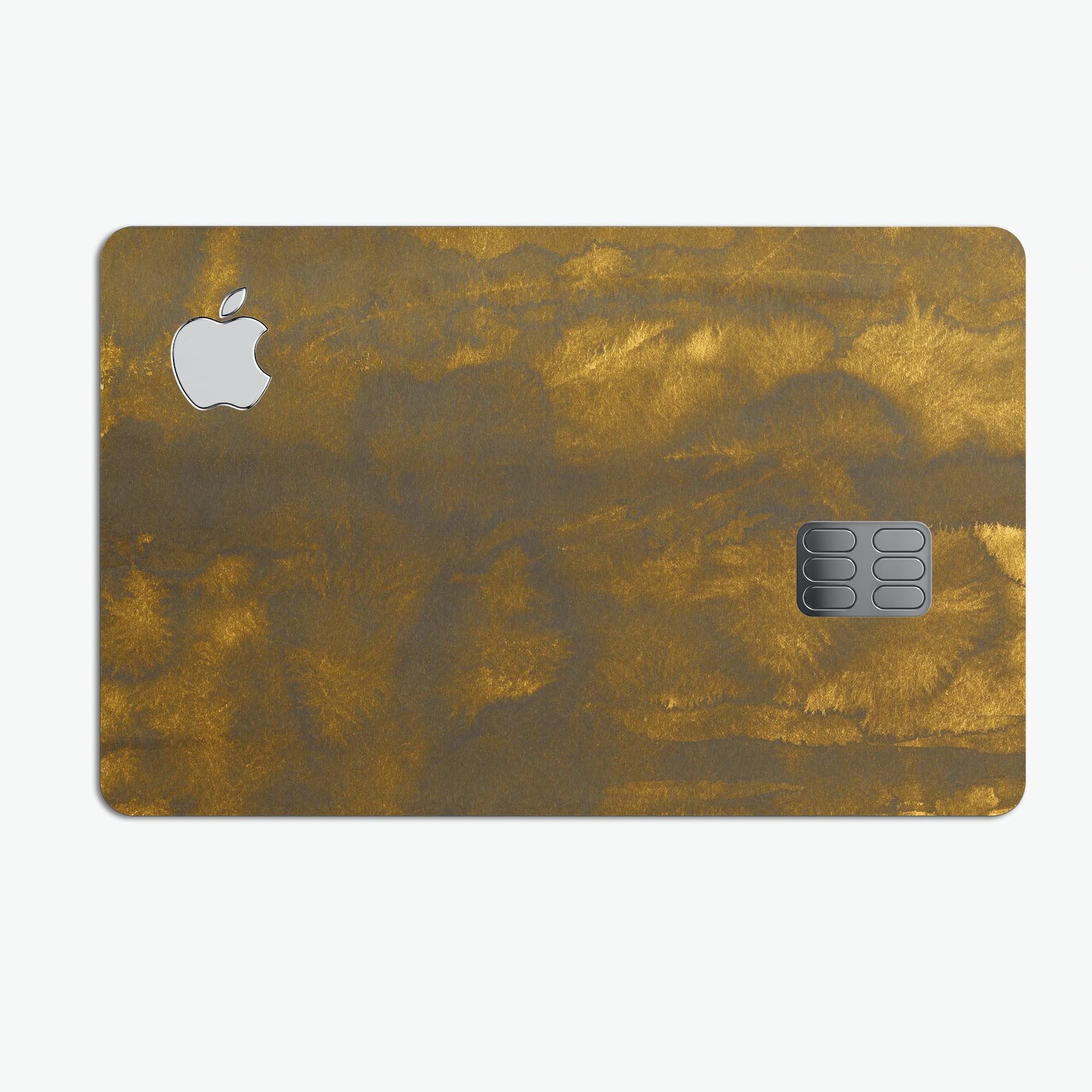 Golden Fiber Explosion decal skin kit for Apple Card, showcasing premium vinyl material and stylish finishes.