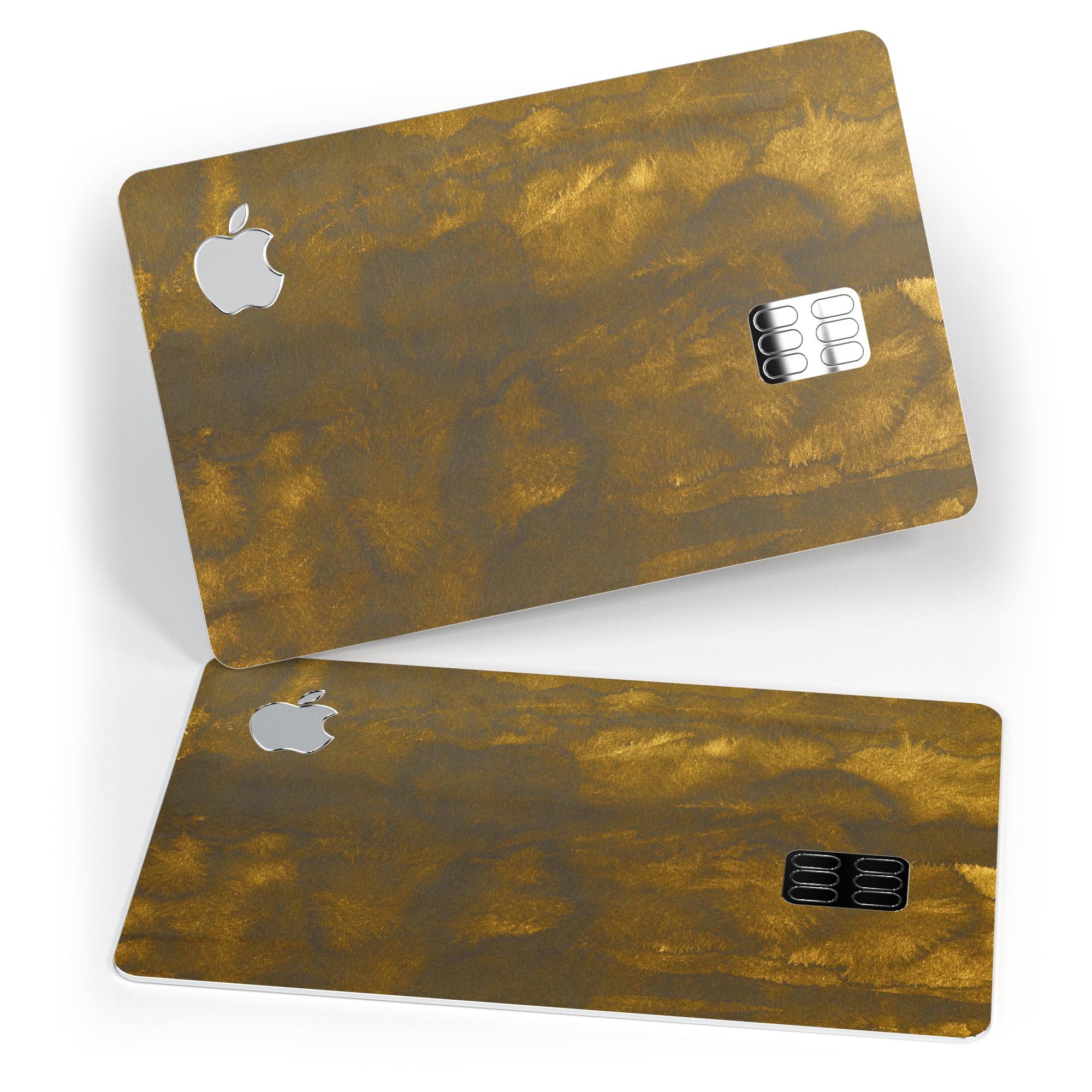 Golden Fiber Explosion decal skin kit for Apple Card, showcasing premium vinyl material and stylish finishes.