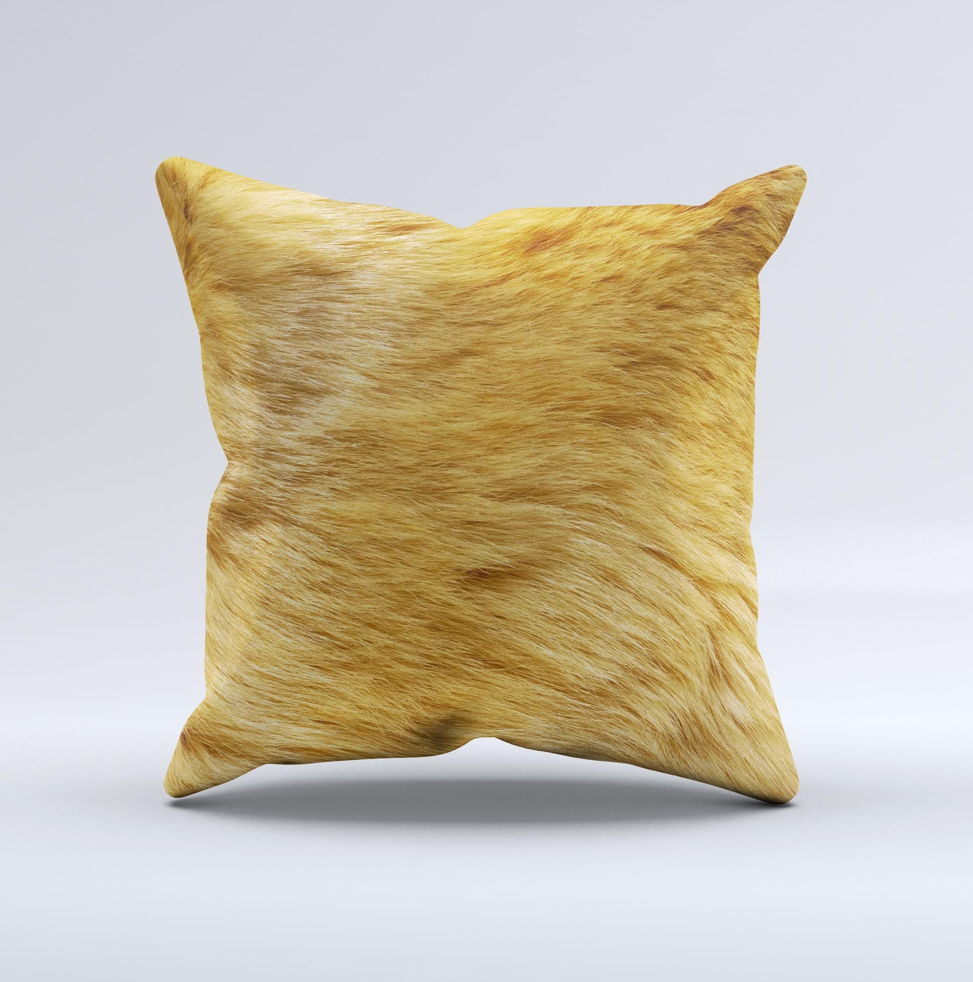 Golden Furry Animal Ink-Fuzed Decorative Throw Pillow featuring a unique design, handcrafted in Virginia with high-quality materials.
