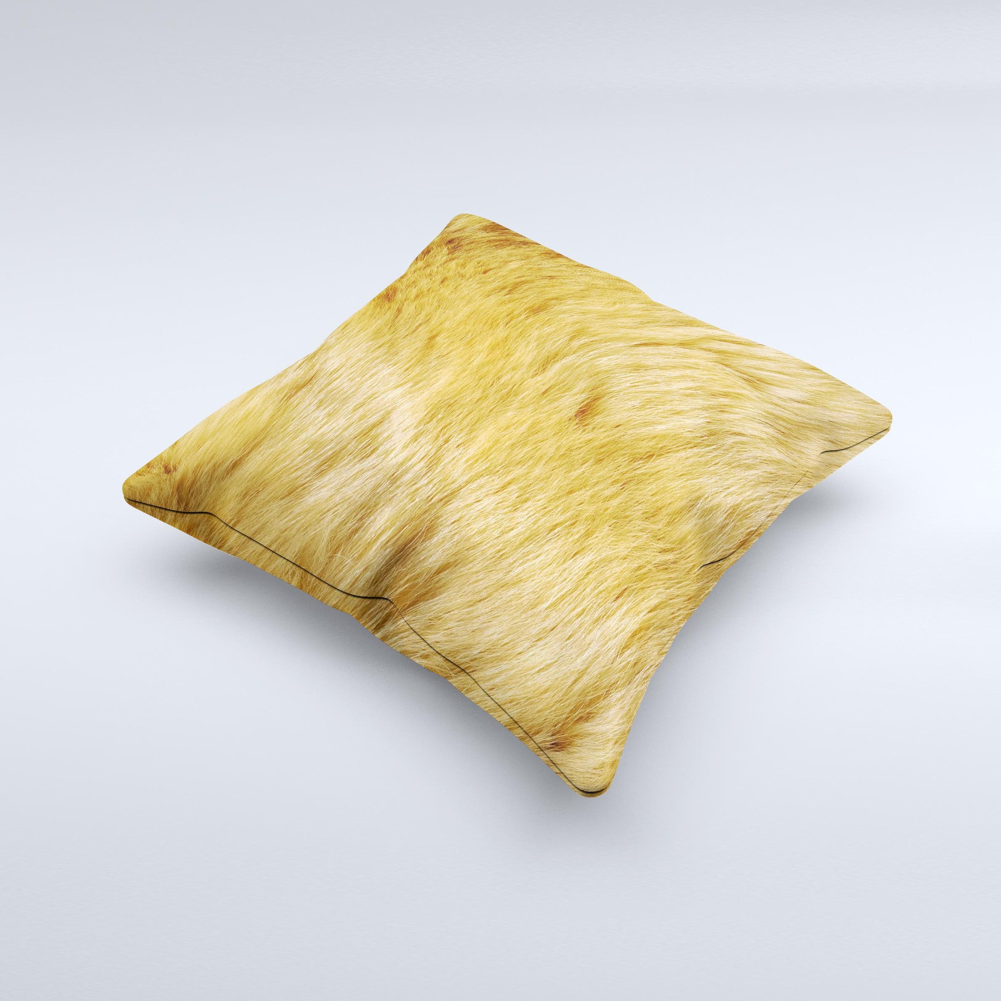 Golden Furry Animal Ink-Fuzed Decorative Throw Pillow featuring a unique design, handcrafted in Virginia with high-quality materials.