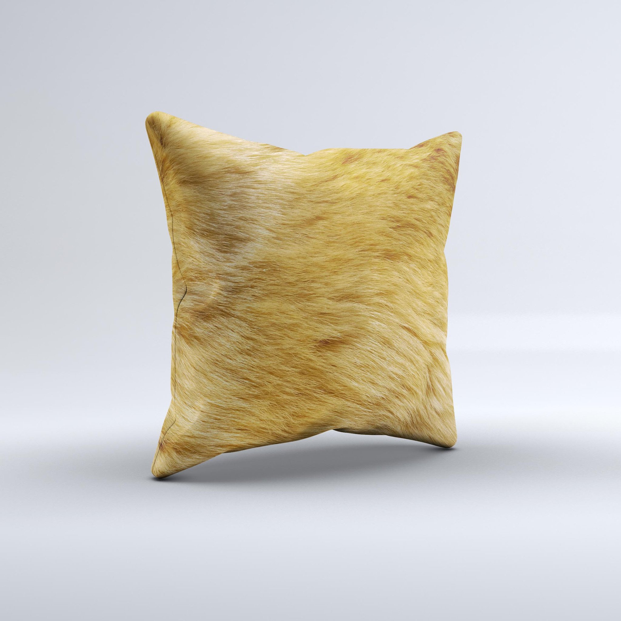 Golden Furry Animal Ink-Fuzed Decorative Throw Pillow featuring a unique design, handcrafted in Virginia with high-quality materials.