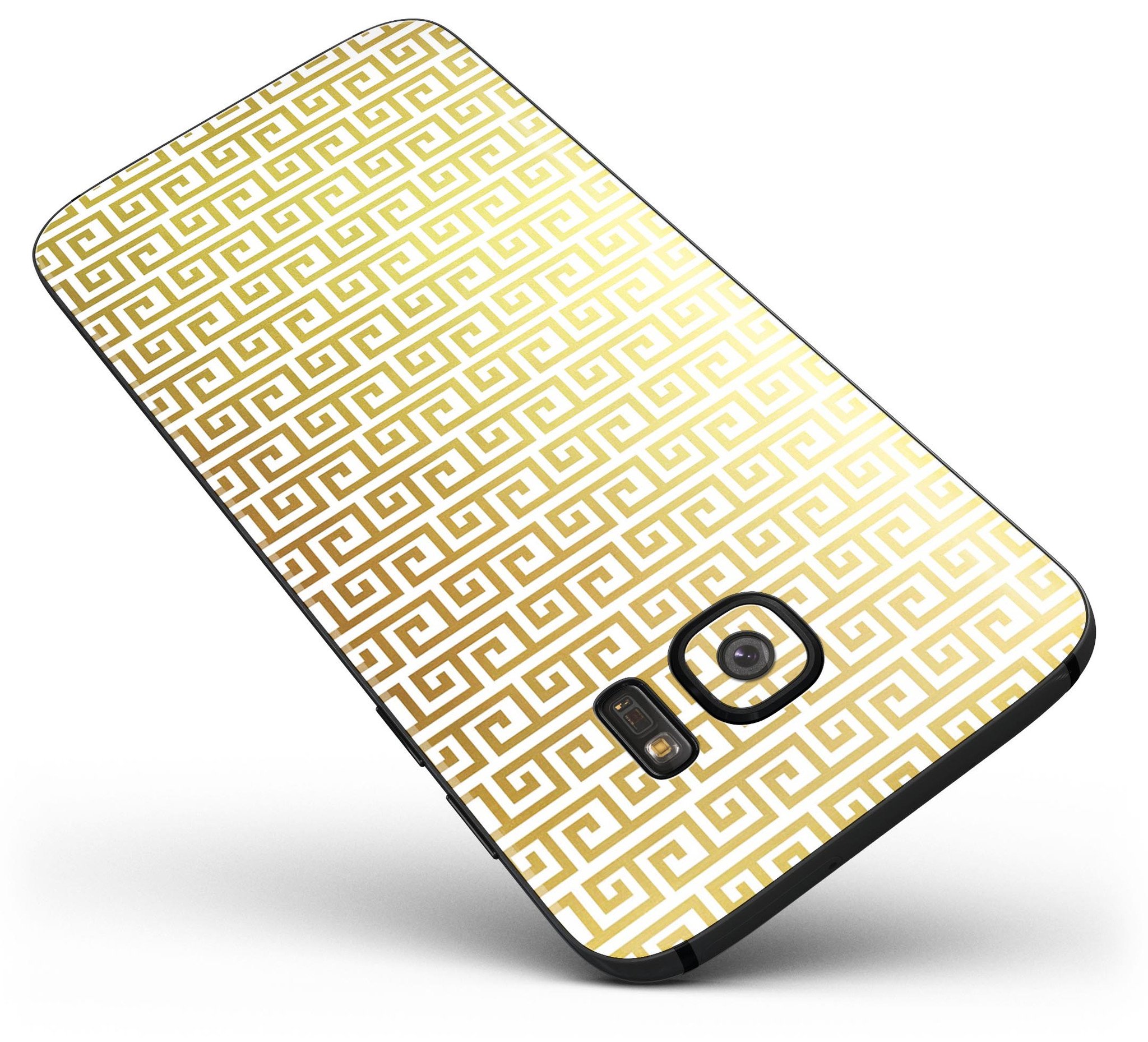 Golden Greek Pattern Full Body Skin-Kit for Samsung Galaxy S7, showcasing its stylish design and premium vinyl material.