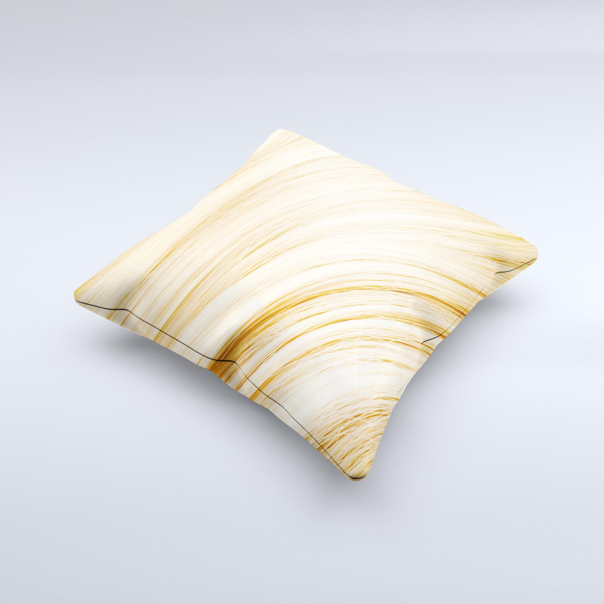 Golden Hair Strands Ink-Fuzed Decorative Throw Pillow showcasing intricate golden hair strand design on a soft fabric.