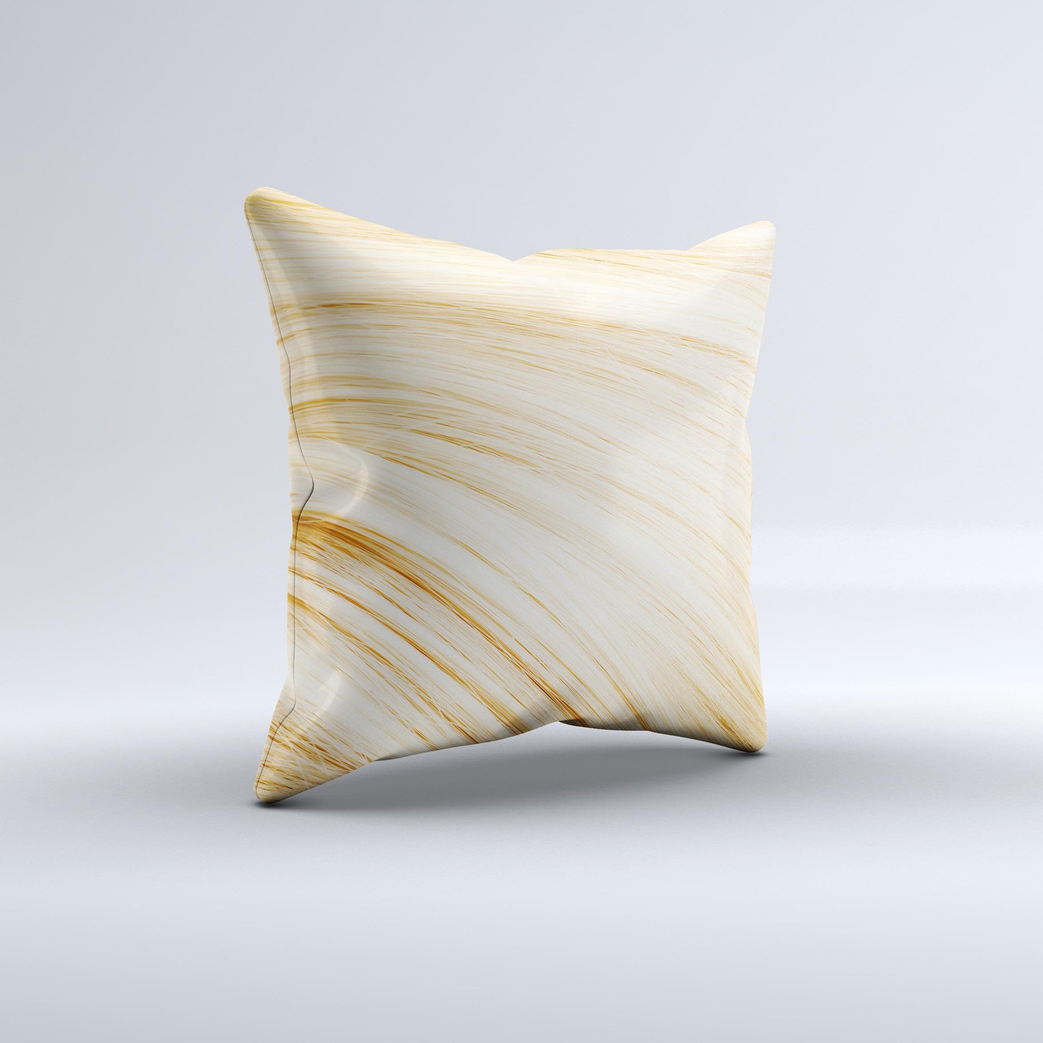 Golden Hair Strands Ink-Fuzed Decorative Throw Pillow showcasing intricate golden hair strand design on a soft fabric.