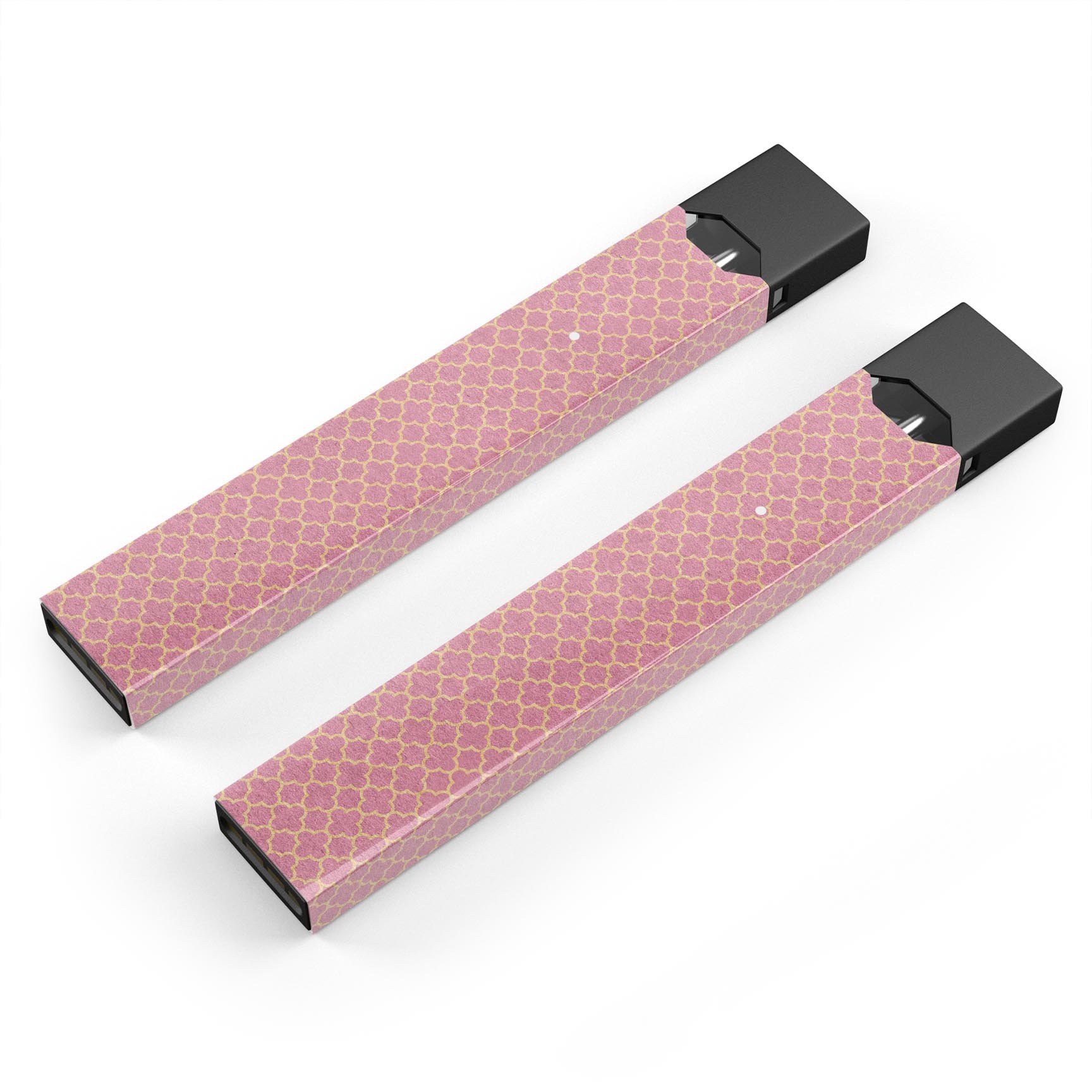 Golden Moroccan Over Pink skin-wrap sticker for JUUL vaping device, featuring intricate design and vibrant colors.
