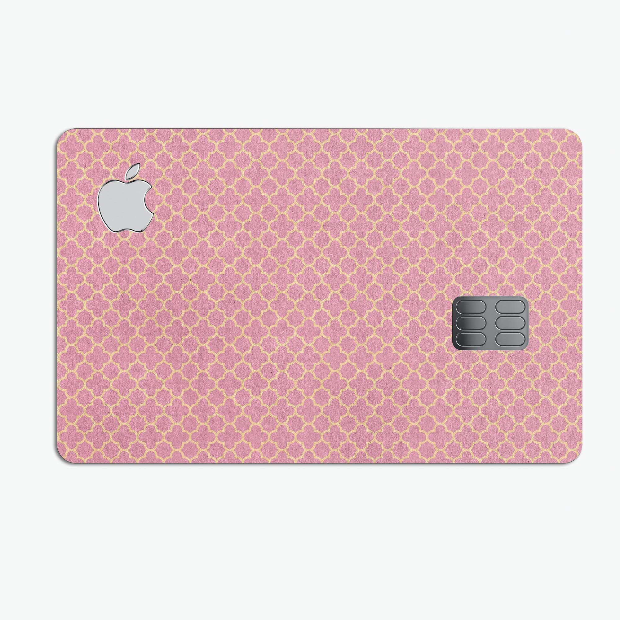 Golden Moroccan Over Pink decal skin for Apple Card, showcasing intricate design and premium quality.