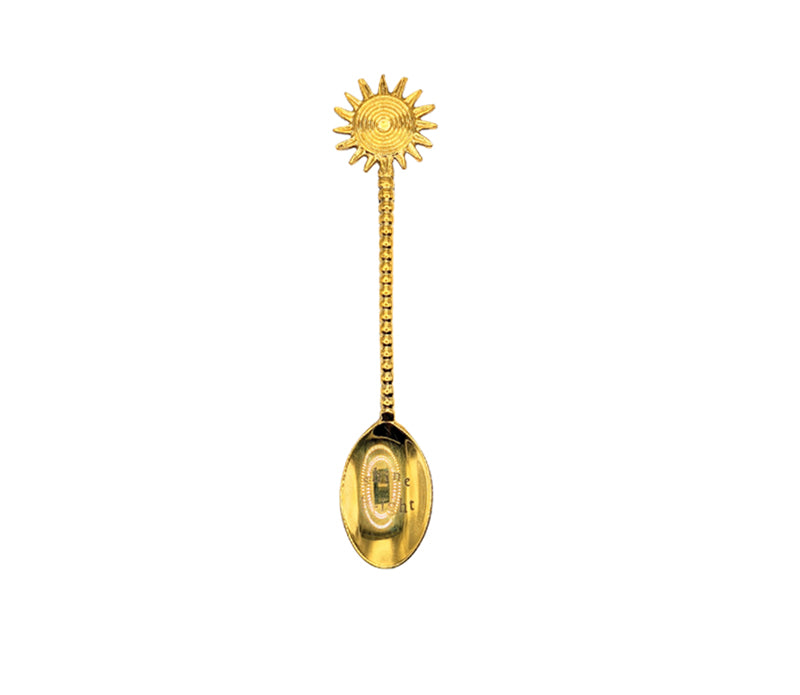 Golden Ray Sun Spoon made of brass, measuring 5.5 inches long, designed for tea and rituals.