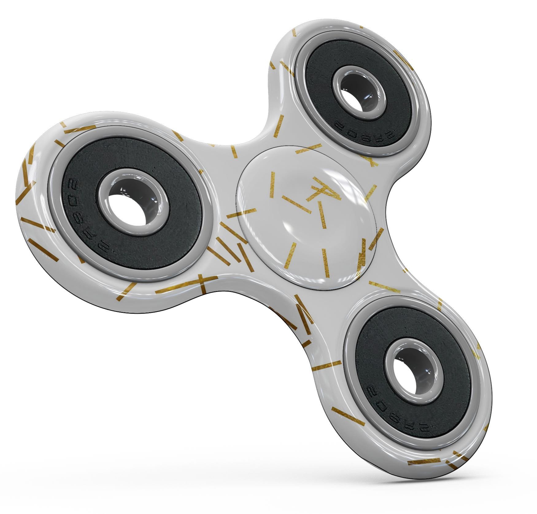 Golden Scattered Candy Sticks Fidget Spinner Skin-Kit showcasing vibrant colors and unique design.