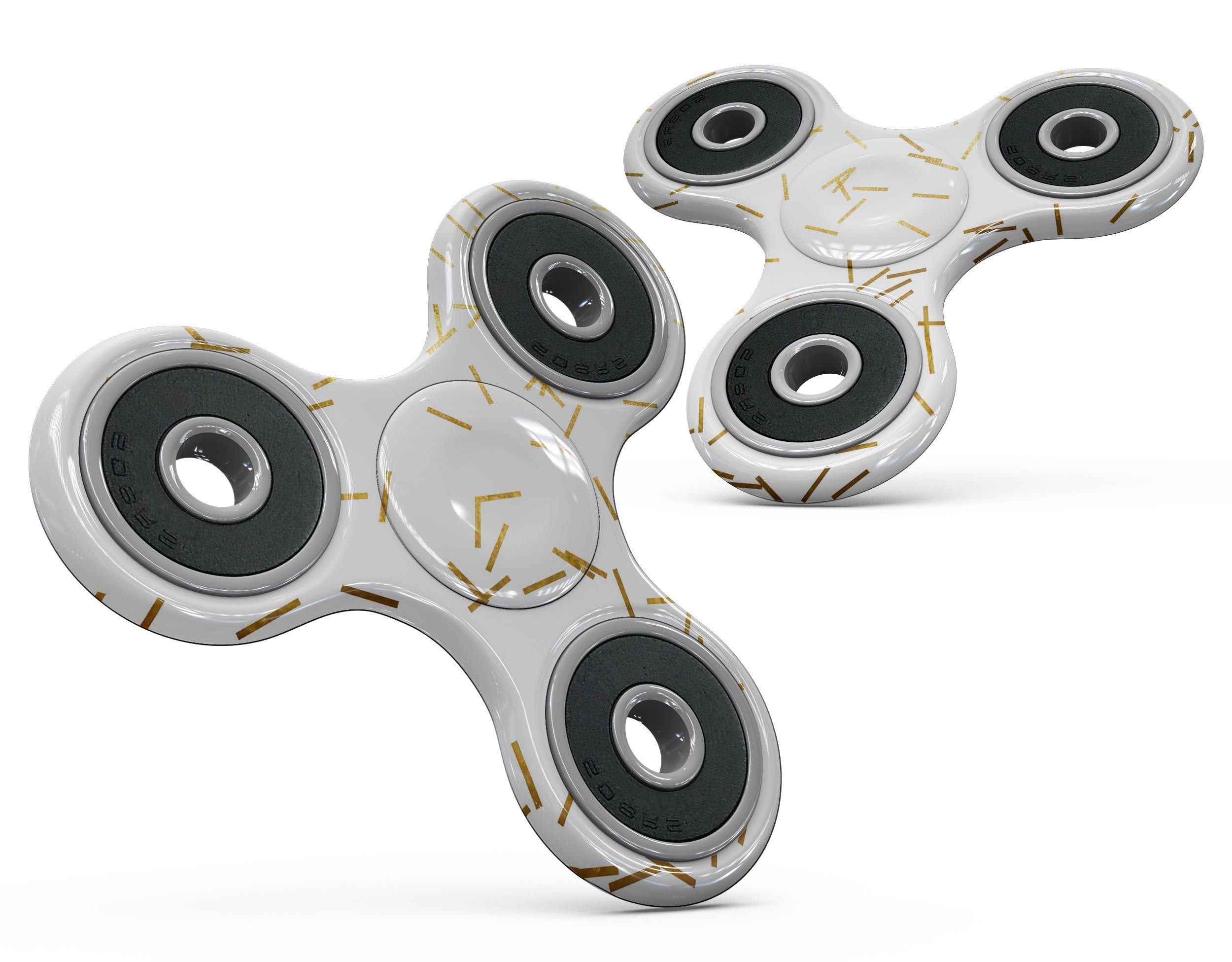 Golden Scattered Candy Sticks Fidget Spinner Skin-Kit showcasing vibrant colors and unique design.