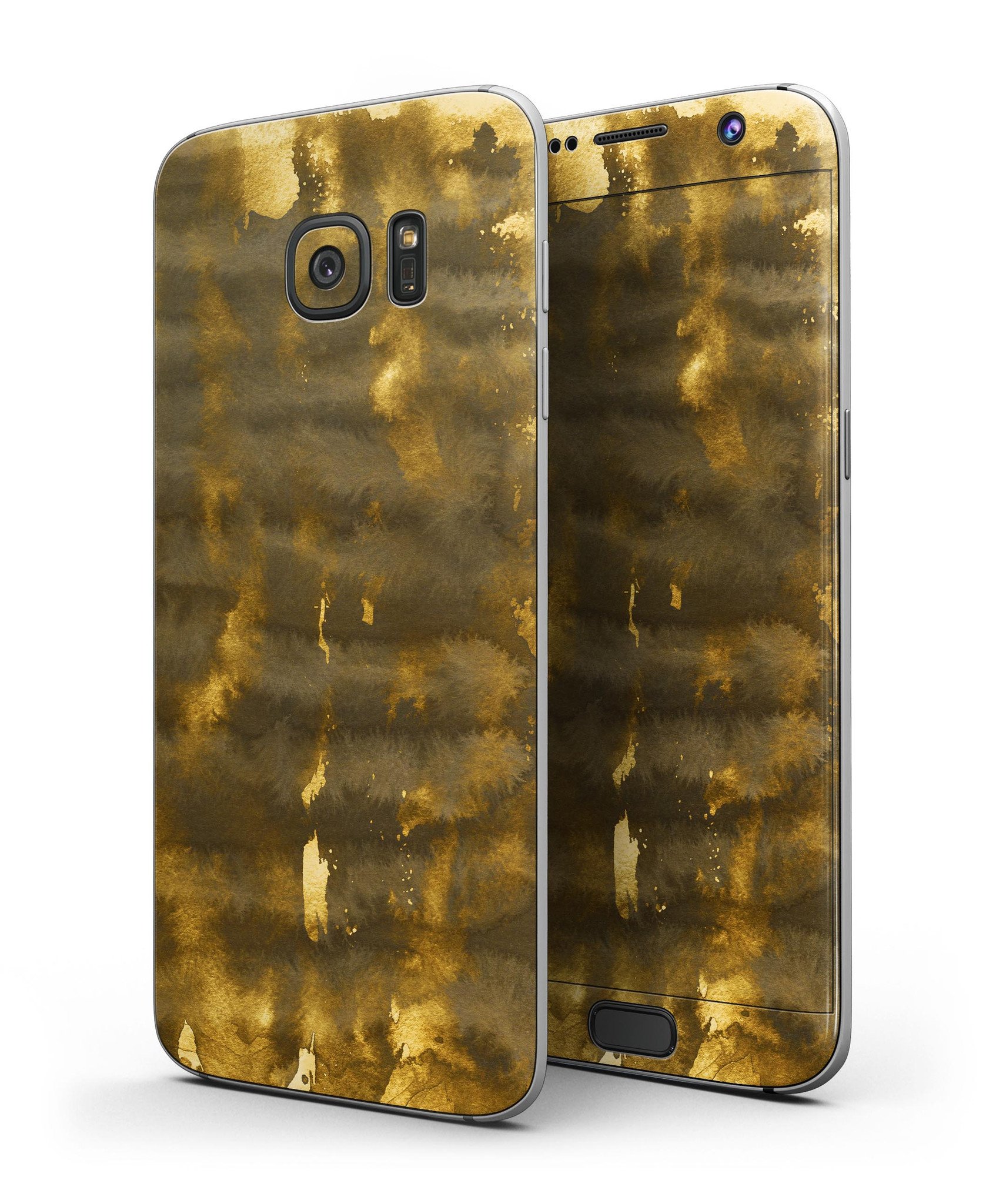 Golden Smoked Feathers skin kit for Samsung Galaxy S7, showcasing its stylish design and premium vinyl material.
