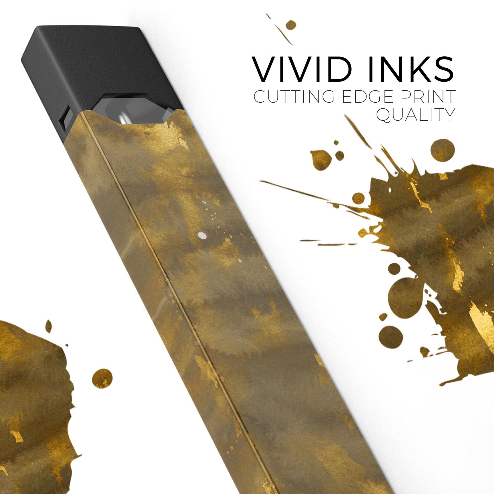 Golden Smoked Feathers skin-wrap sticker for JUUL device, showcasing its vibrant design and protective features.