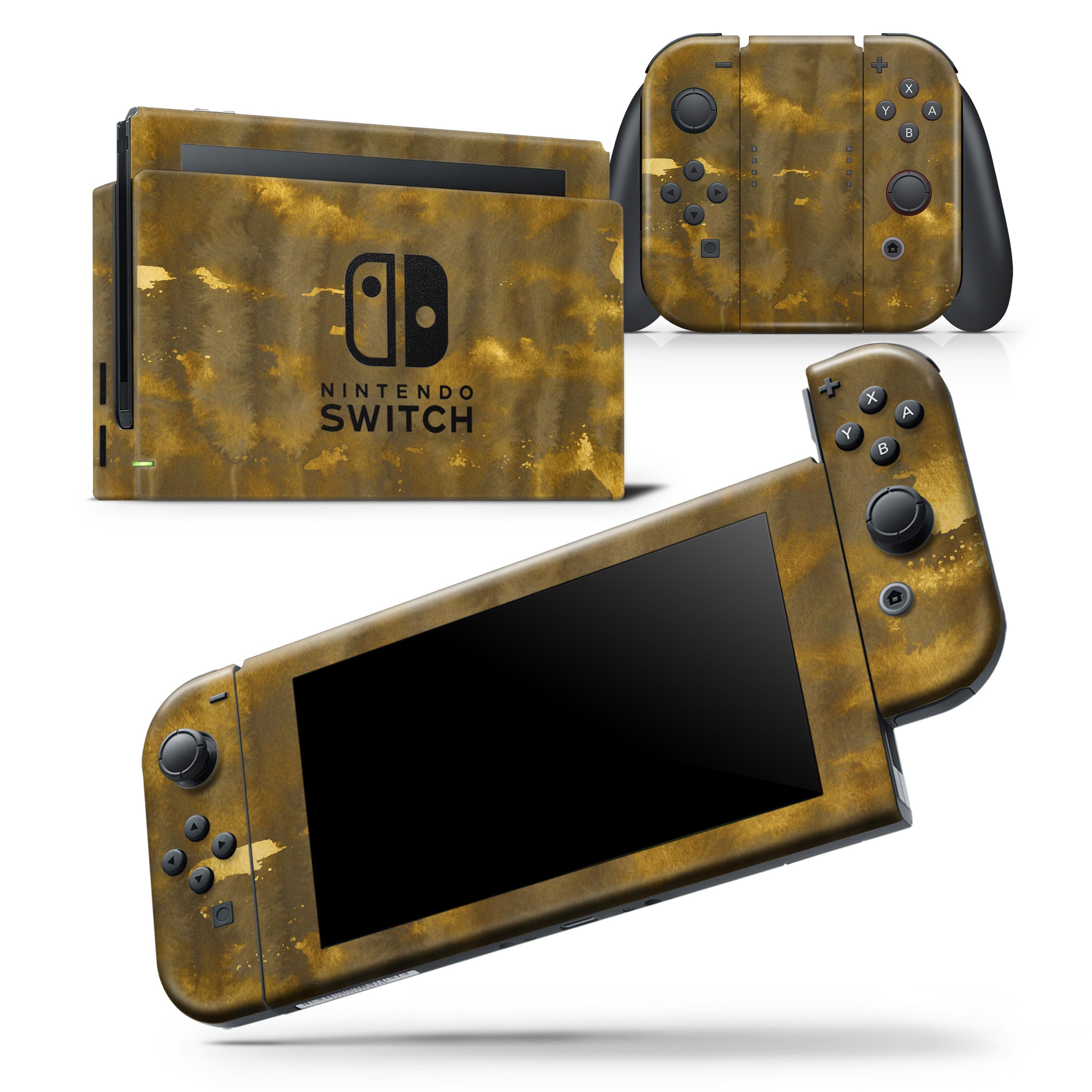 Golden Smoked Feathers skin wrap decal for Nintendo Switch Lite, showcasing a vibrant design with a soft-touch finish.