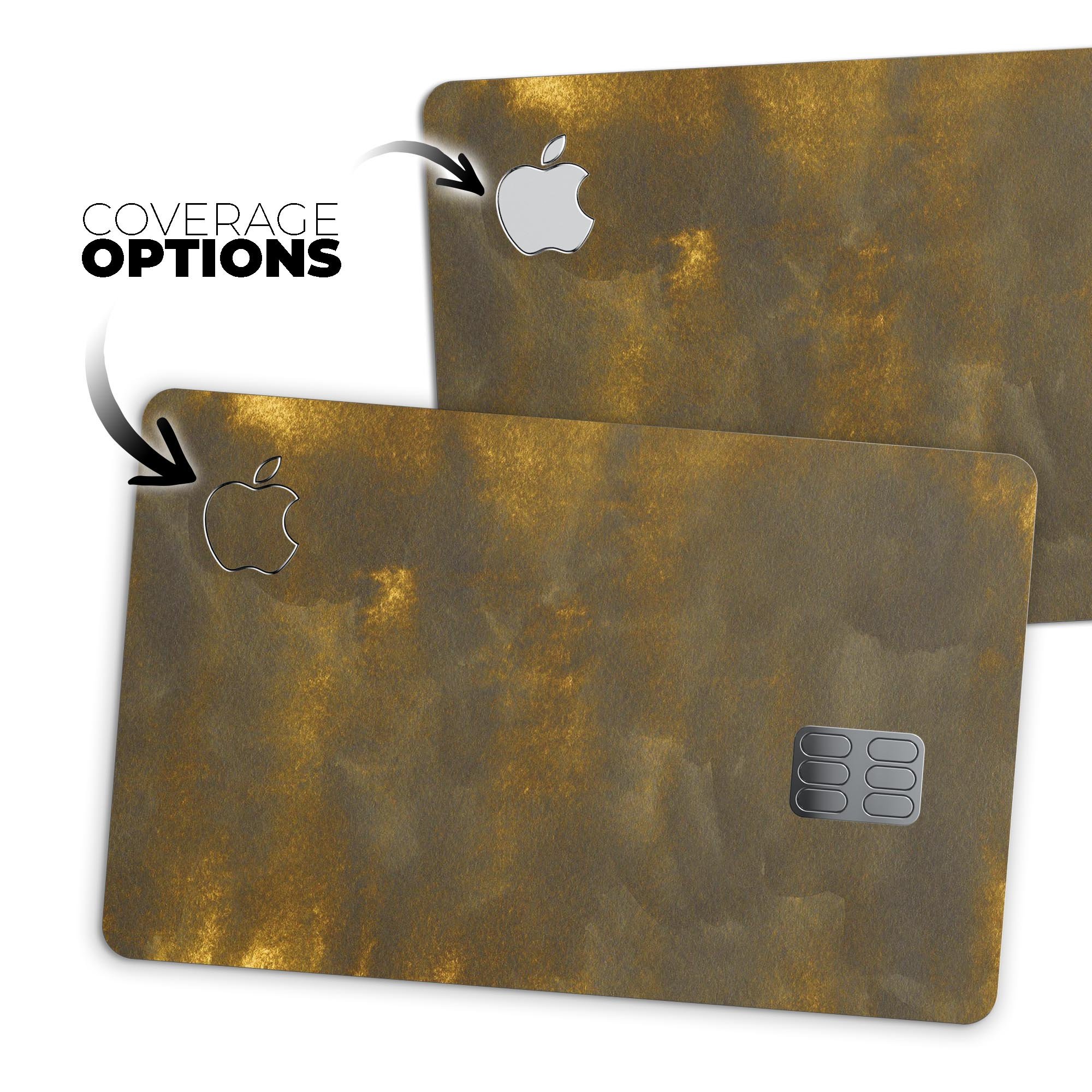 Golden Speckles with Smoke decal skin kit for Apple Card, showcasing premium vinyl design and protective features.