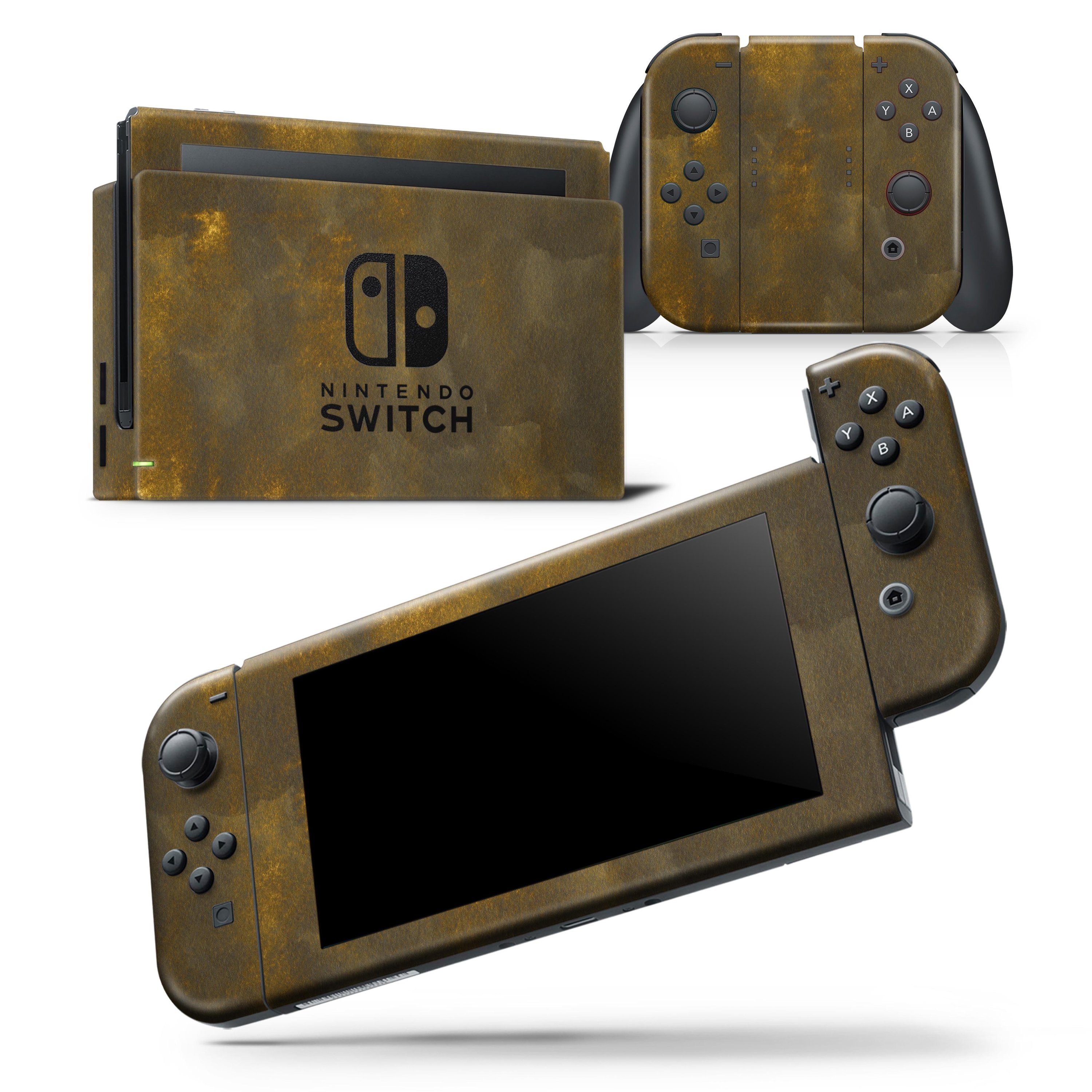 Golden Speckles with Smoke Skin Wrap Decal for Nintendo Switch Lite, showcasing a stylish design that fits snugly on the console and controllers.