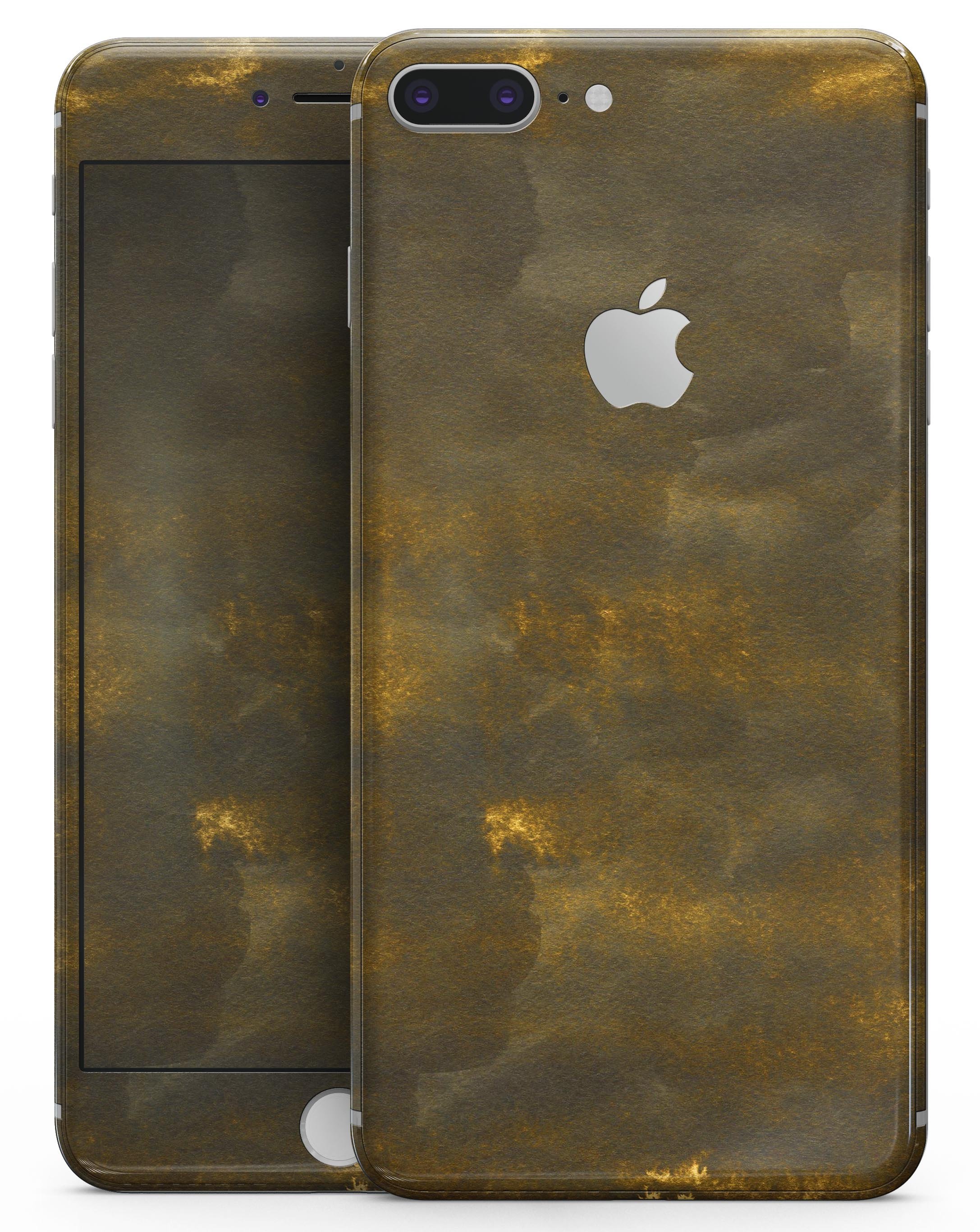 Golden Speckles with Smoke skin for iPhone 8 or 8 Plus, showcasing a stylish design with a premium vinyl finish.