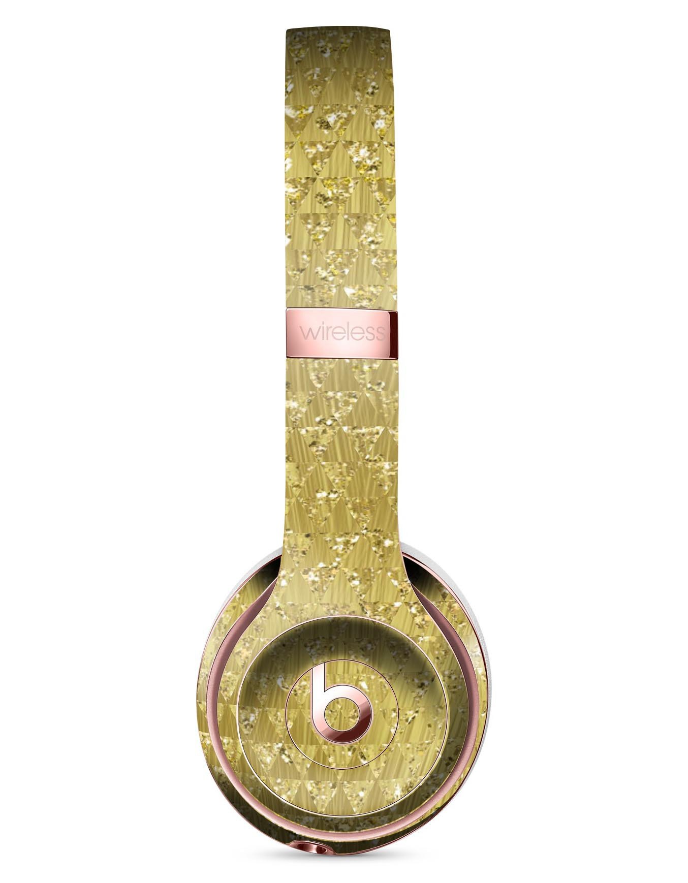 Golden Triangle Glimmer Pattern Full-Body Skin Kit for Beats by Dre Solo 3 Wireless Headphones, showcasing vibrant design and precise fit.