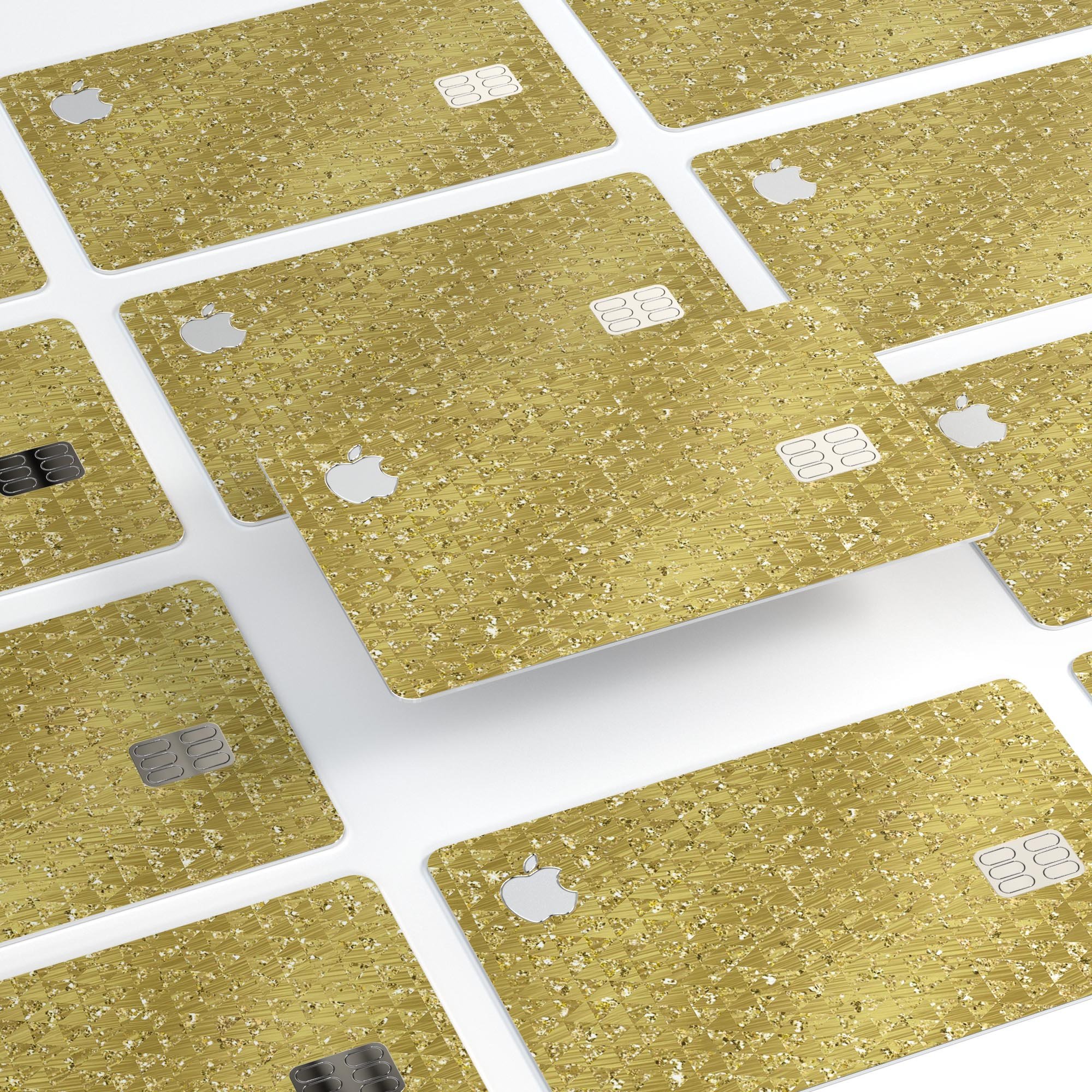 Golden Triangle Glimmer Pattern skin for Apple Card, showcasing premium vinyl design and protective features.