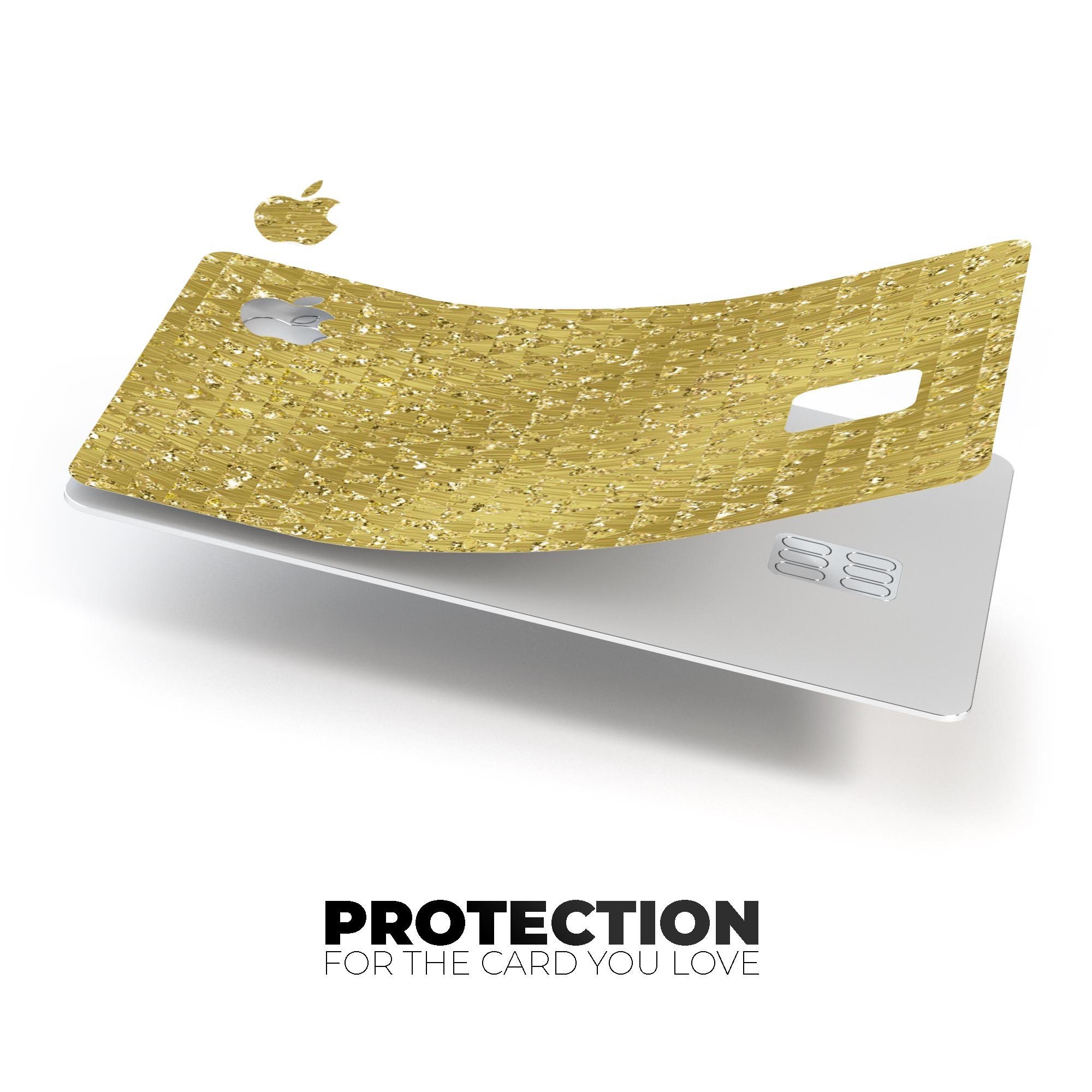 Golden Triangle Glimmer Pattern skin for Apple Card, showcasing premium vinyl design and protective features.