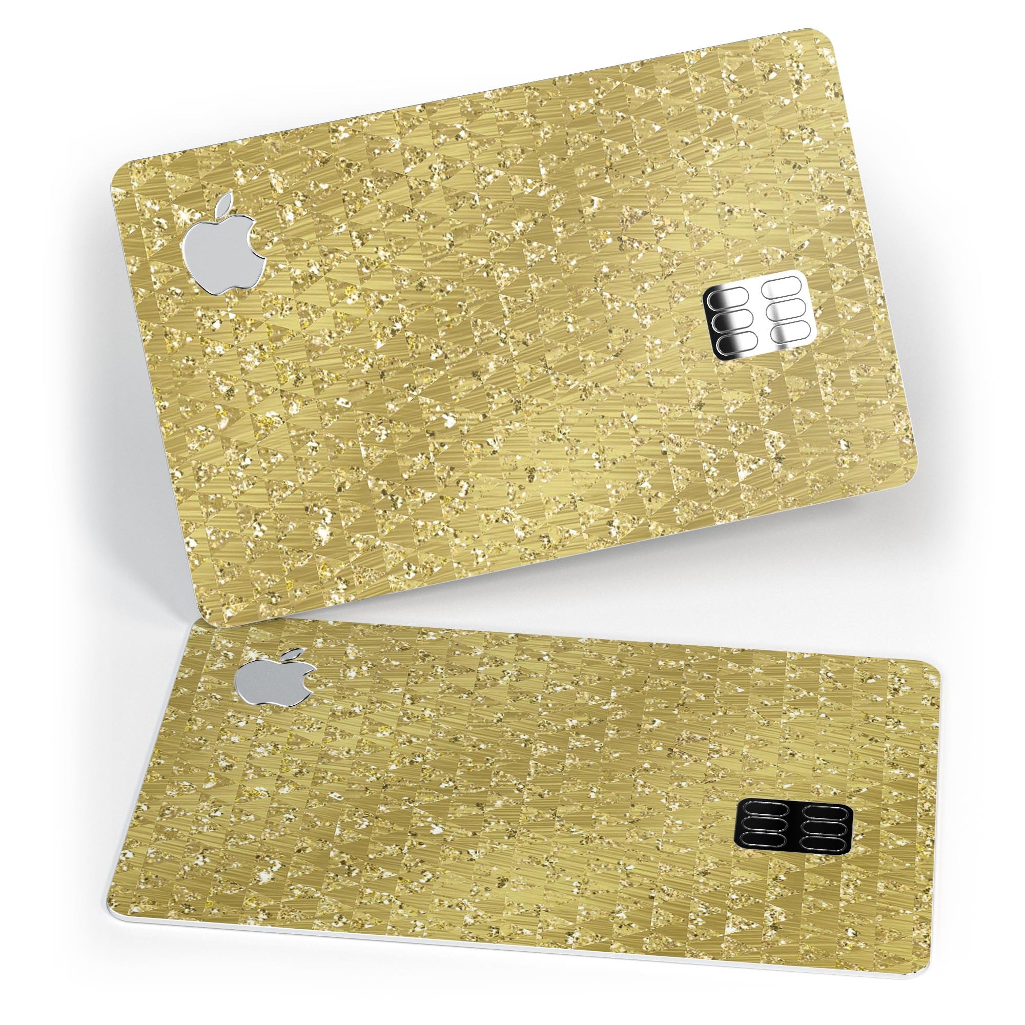 Golden Triangle Glimmer Pattern skin for Apple Card, showcasing premium vinyl design and protective features.