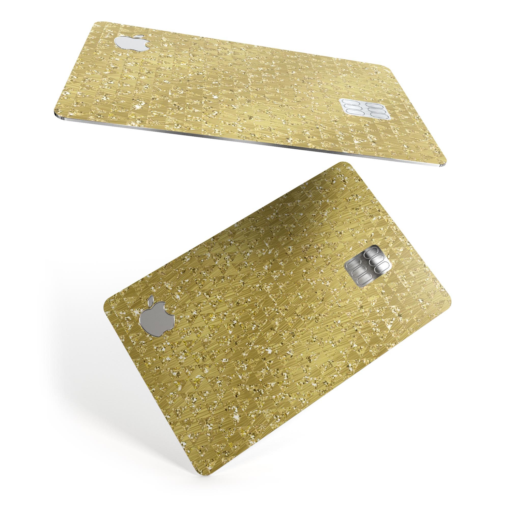 Golden Triangle Glimmer Pattern skin for Apple Card, showcasing premium vinyl design and protective features.