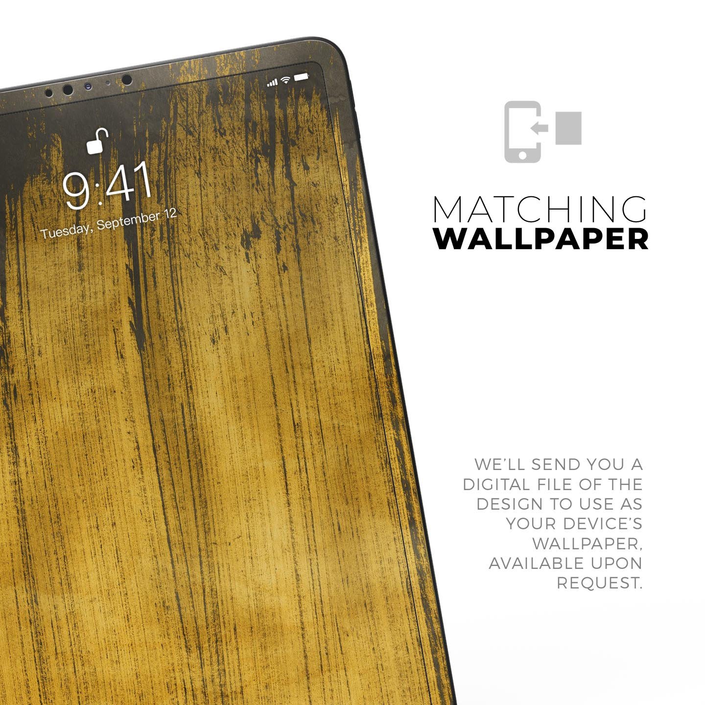 Golden Wheat Lines full body skin decal for Apple iPad Pro, showcasing a stylish design with premium 3M materials.