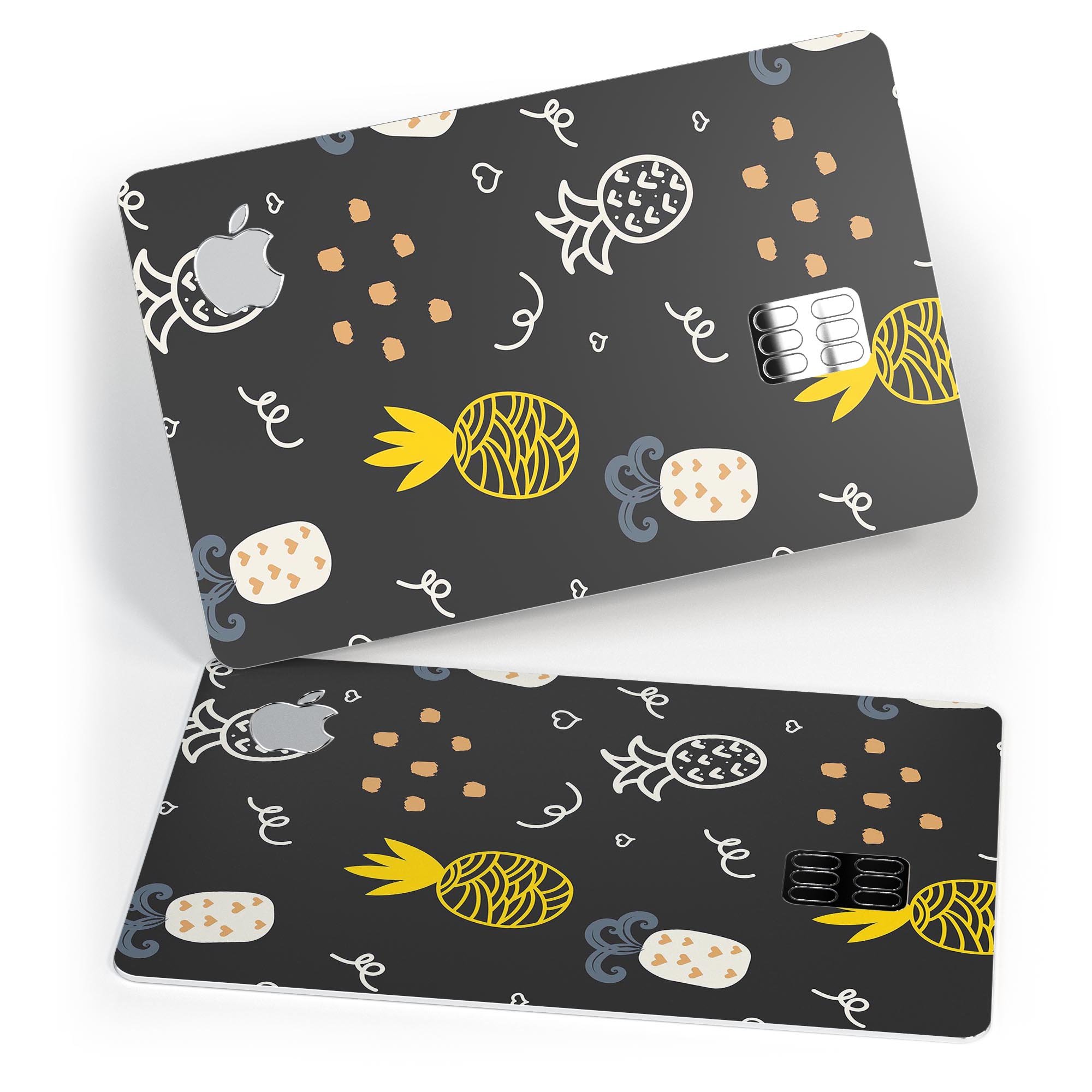 Golden Yellow Pineapple decal skin for Apple Card, featuring a vibrant pineapple design on a black background.