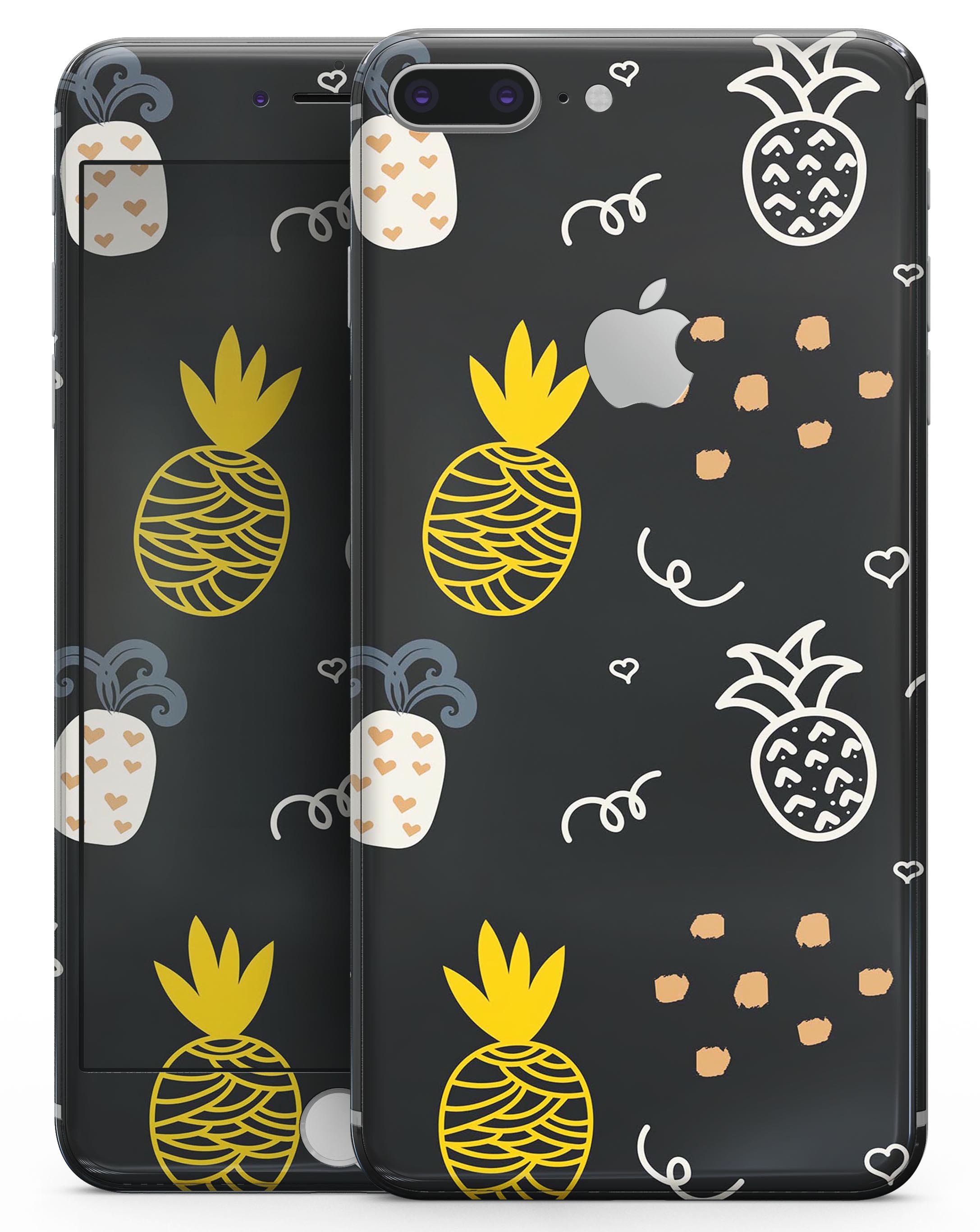 Golden Yellow Pineapple skin for iPhone 8 and 8 Plus, showcasing vibrant design on a black background.