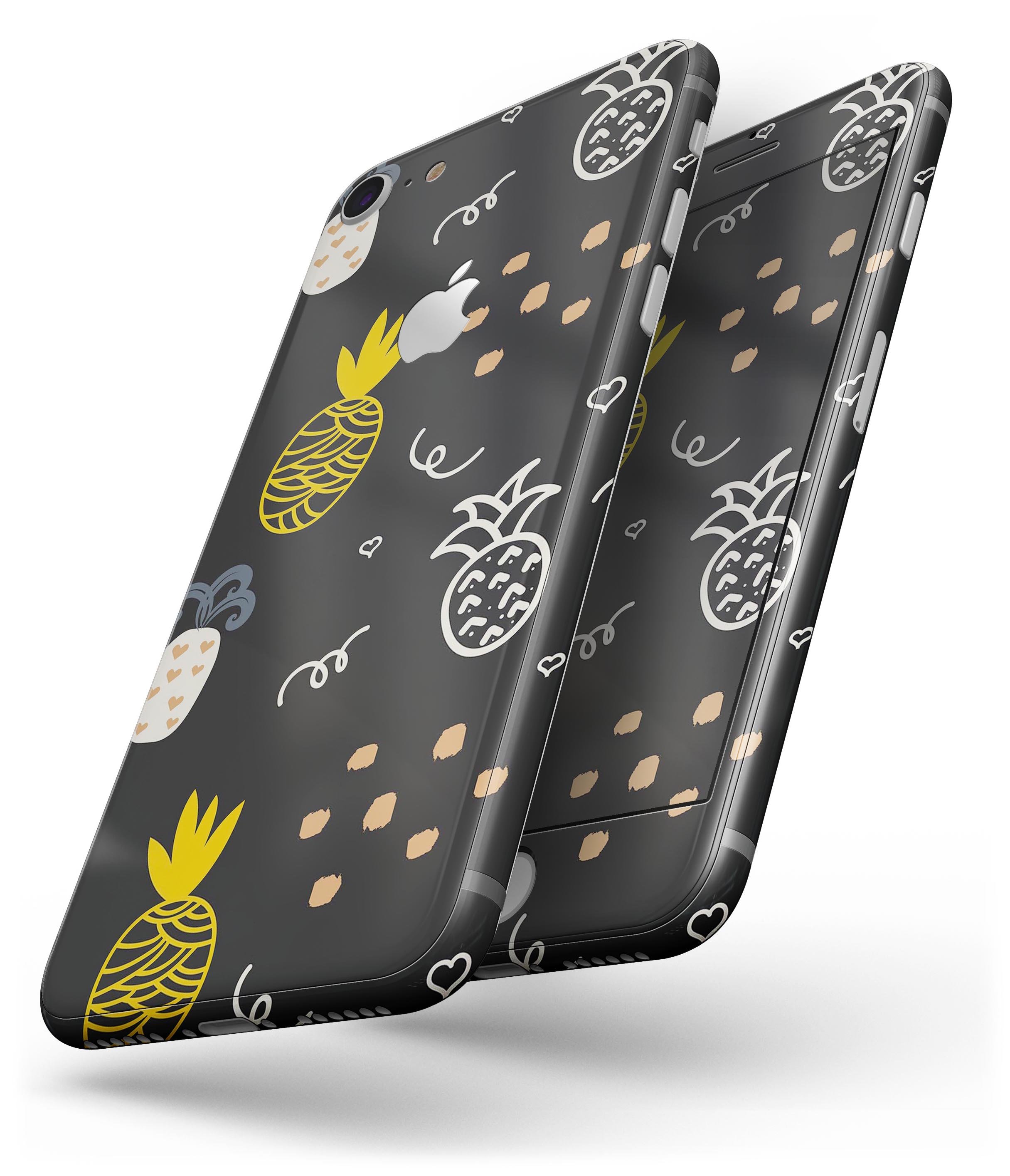 Golden Yellow Pineapple skin for iPhone 8 and 8 Plus, showcasing vibrant design on a black background.