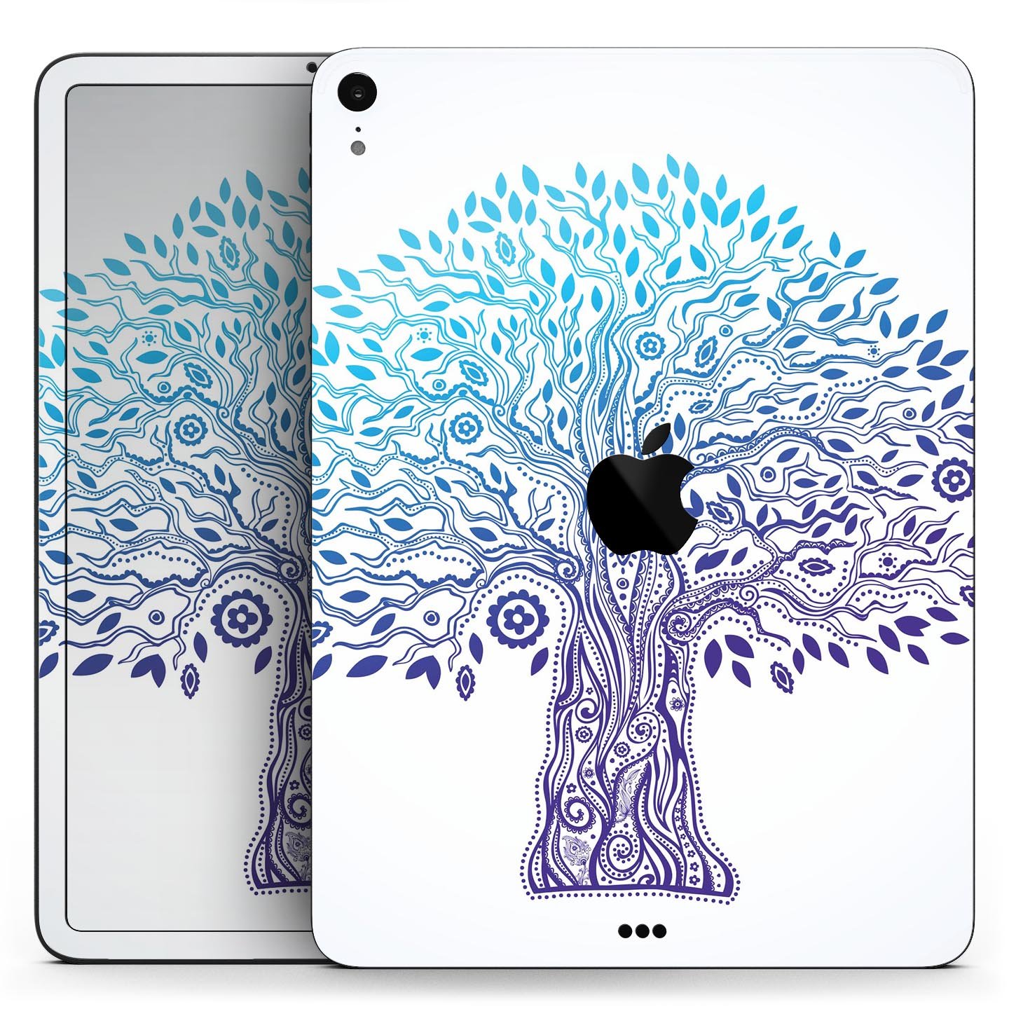 Gradiated Tree of Life skin decal for Apple iPad Pro, showcasing vibrant colors and intricate design on a sleek device.