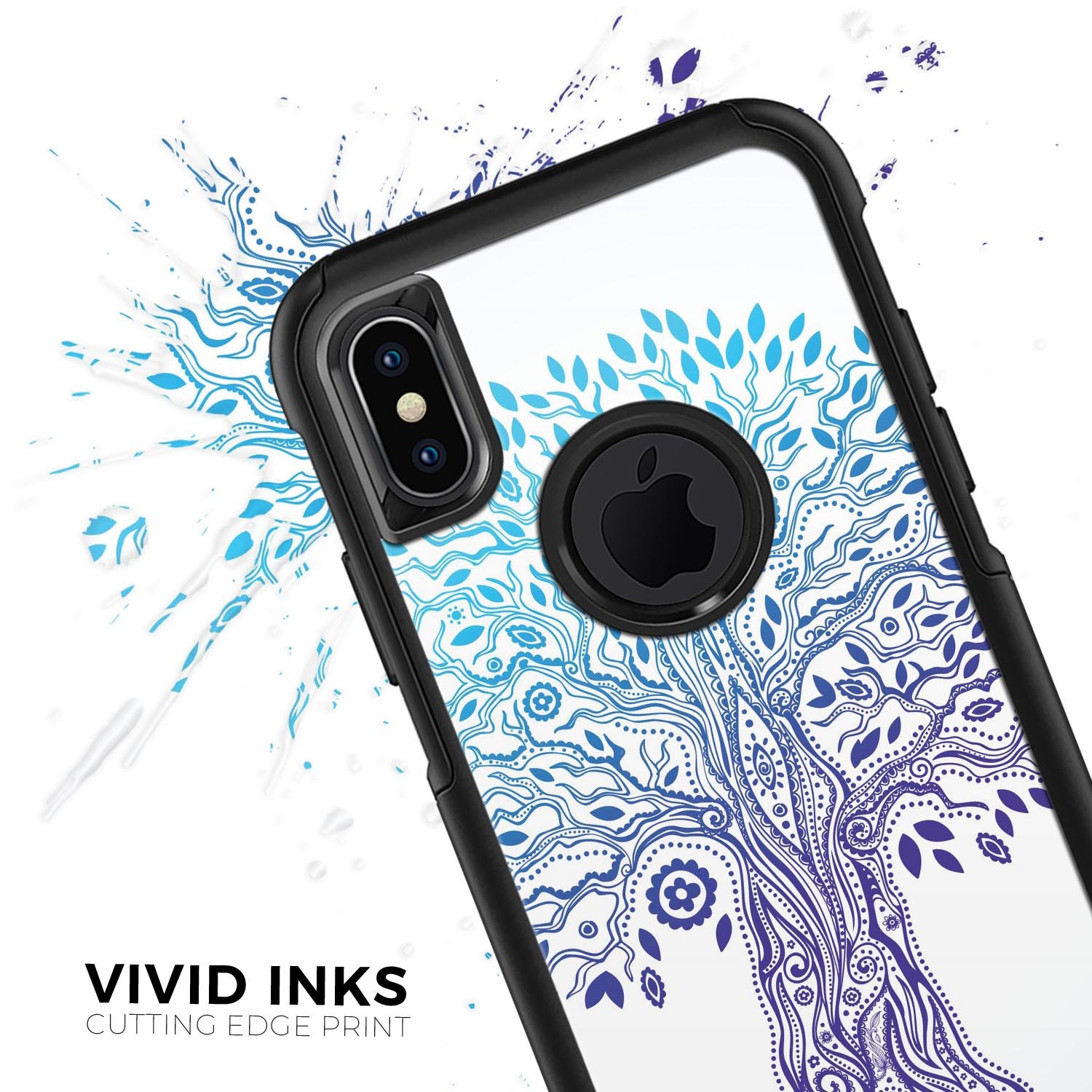 Gradiated Tree of Life Skin Kit for iPhone OtterBox Cases, featuring vibrant colors and intricate design on a sleek surface.