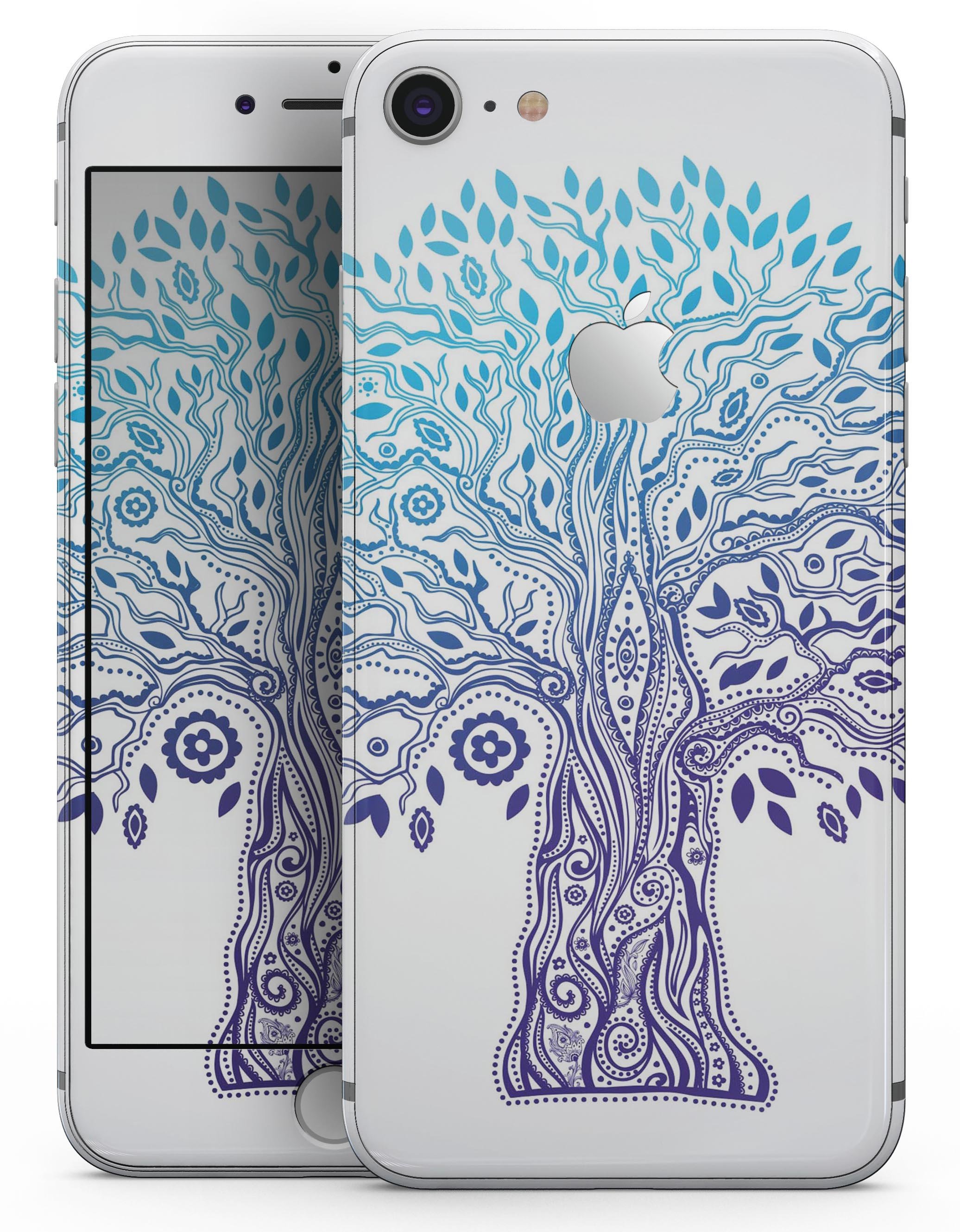 Gradiated Tree of Life skin for iPhone 8 and 8 Plus, showcasing vibrant colors and intricate design.